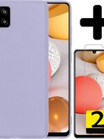 LUQ LUQ Samsung Galaxy A42 hoesje siliconen lila + 2x screenprotector