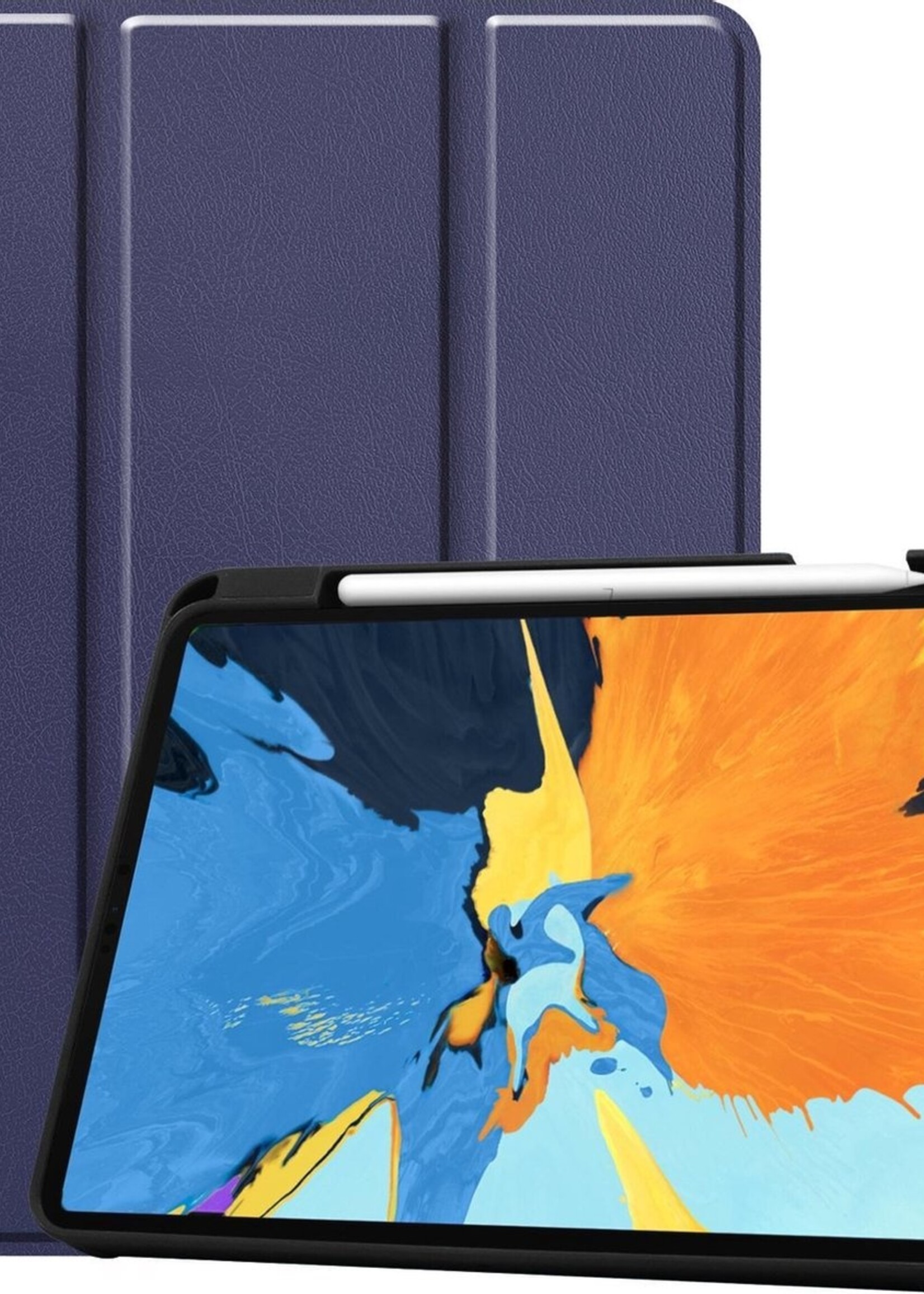 LUQ Hoes Geschikt voor iPad Pro 2020 (11 inch) Hoes Luxe Hoesje Case Met Uitsparing Geschikt voor Apple Pencil - Hoesje Geschikt voor iPad Pro 11 inch (2020) Hoes Cover - Donkerblauw