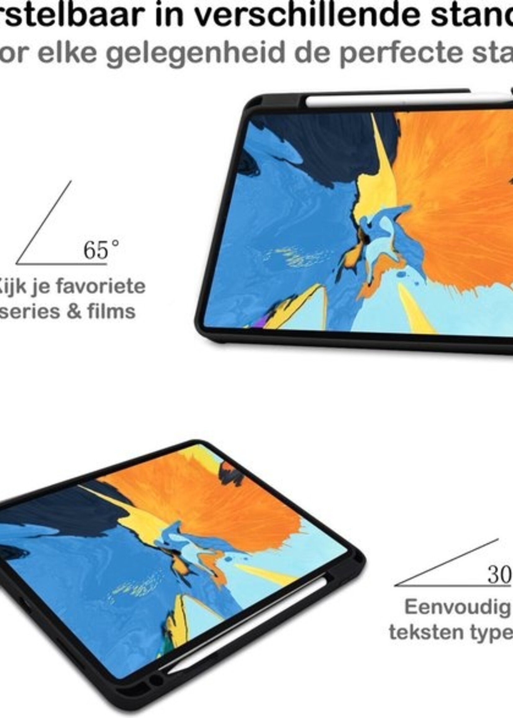 LUQ Hoes Geschikt voor iPad Pro 2020 (11 inch) Hoes Luxe Hoesje Case Met Uitsparing Geschikt voor Apple Pencil - Hoesje Geschikt voor iPad Pro 11 inch (2020) Hoes Cover - Donkerblauw