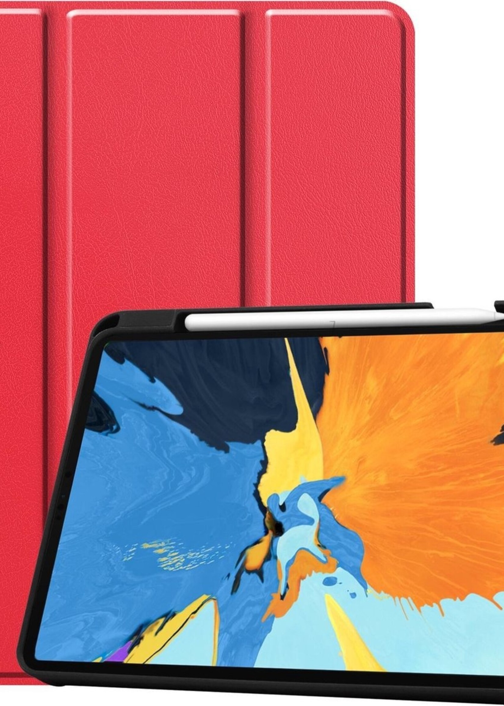 LUQ Hoes Geschikt voor iPad Pro 2020 (11 inch) Hoes Luxe Hoesje Case Met Uitsparing Geschikt voor Apple Pencil - Hoesje Geschikt voor iPad Pro 11 inch (2020) Hoes Cover - Rood