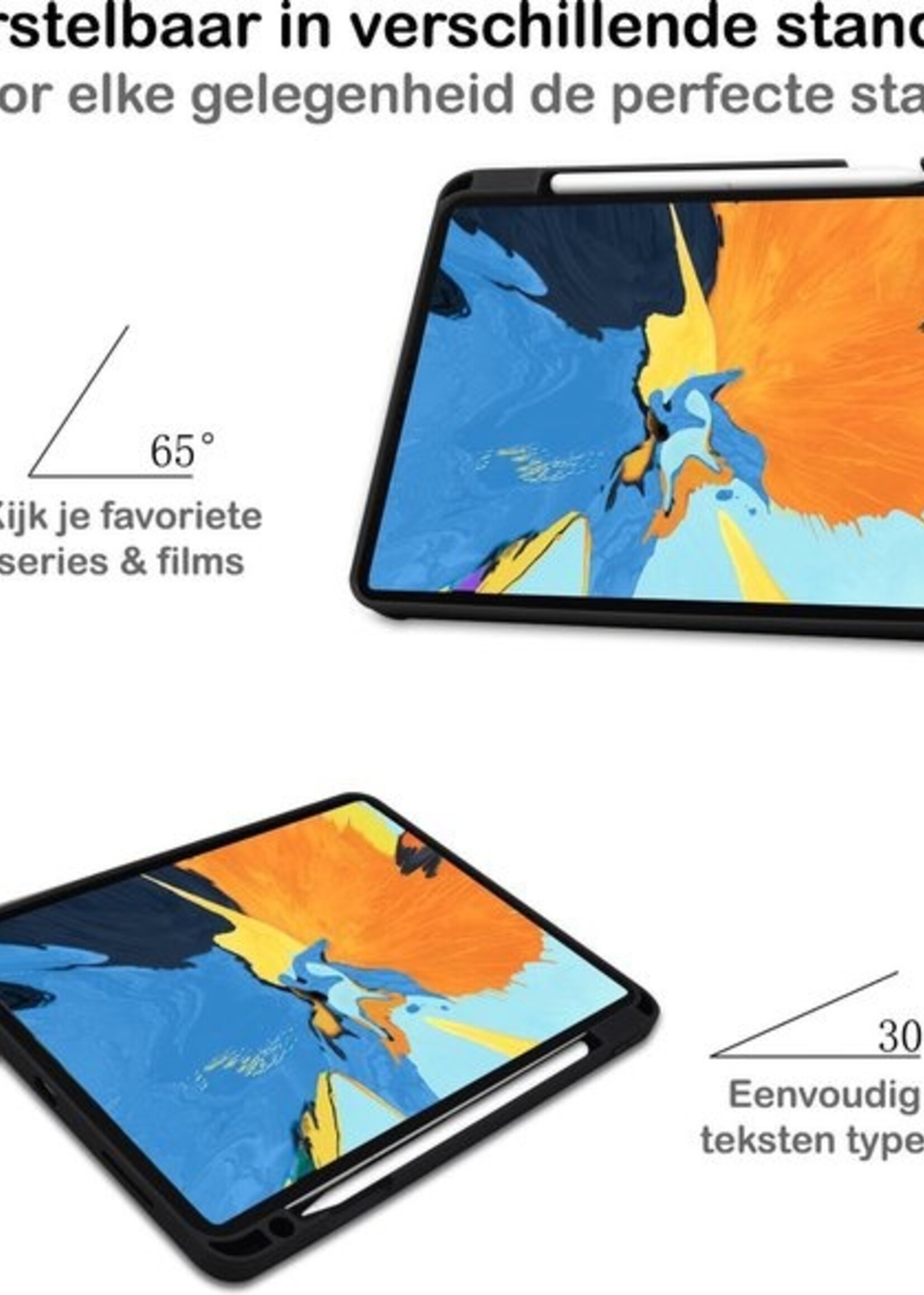 LUQ Hoes Geschikt voor iPad Pro 2020 (11 inch) Hoes Luxe Hoesje Case Met Uitsparing Geschikt voor Apple Pencil Met Screenprotector - Hoesje Geschikt voor iPad Pro 11 inch (2020) Hoes Cover - Zwart