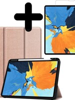 LUQ LUQ iPad Pro 11 inch (2020) Hoesje Bookcase met uitsparing Apple Pencil Met Screenprotector - Rose Goud
