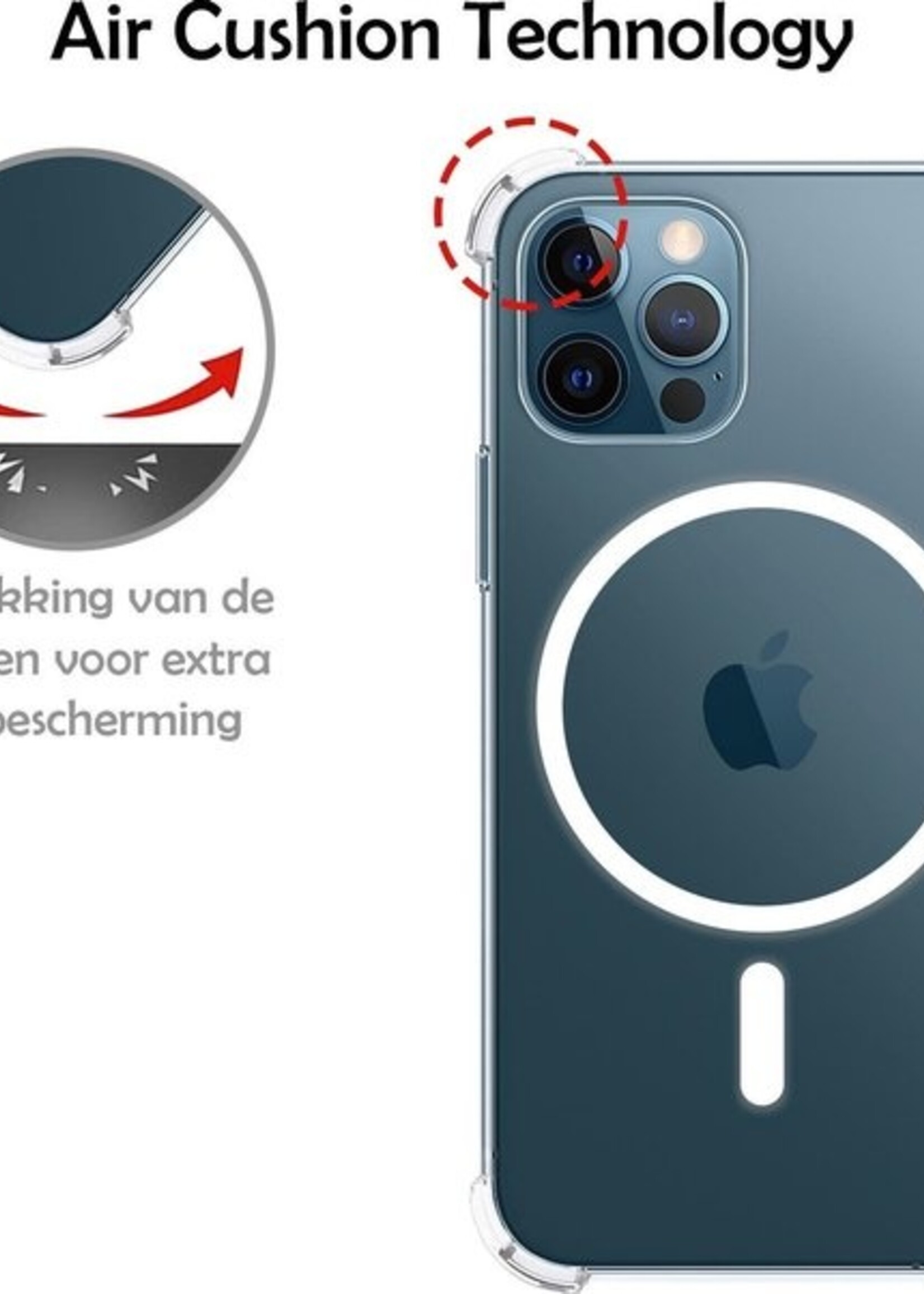 LUQ Hoesje Geschikt voor iPhone 12/12 Pro Hoesje Geschikt voor Magsafe Shockproof Case - Hoes Geschikt voor iPhone 12/12 Pro Hoesje Magsafe Shock Proof - Transparant