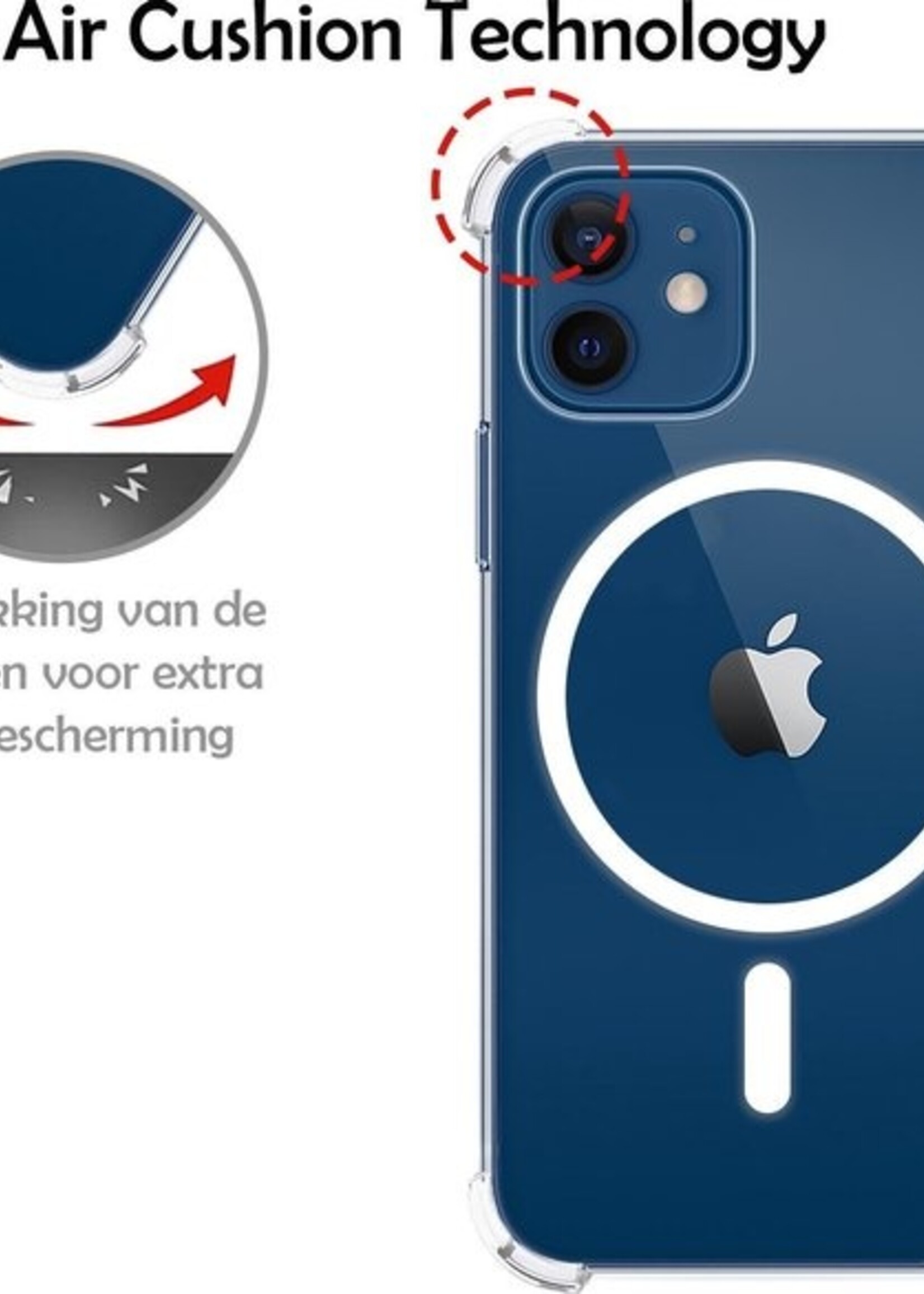 LUQ Hoesje Geschikt voor iPhone 12 Mini Hoesje Geschikt voor Magsafe Shockproof Case - Hoes Geschikt voor iPhone 12 Mini Hoesje Magsafe Shock Proof - Transparant - 2 Stuks