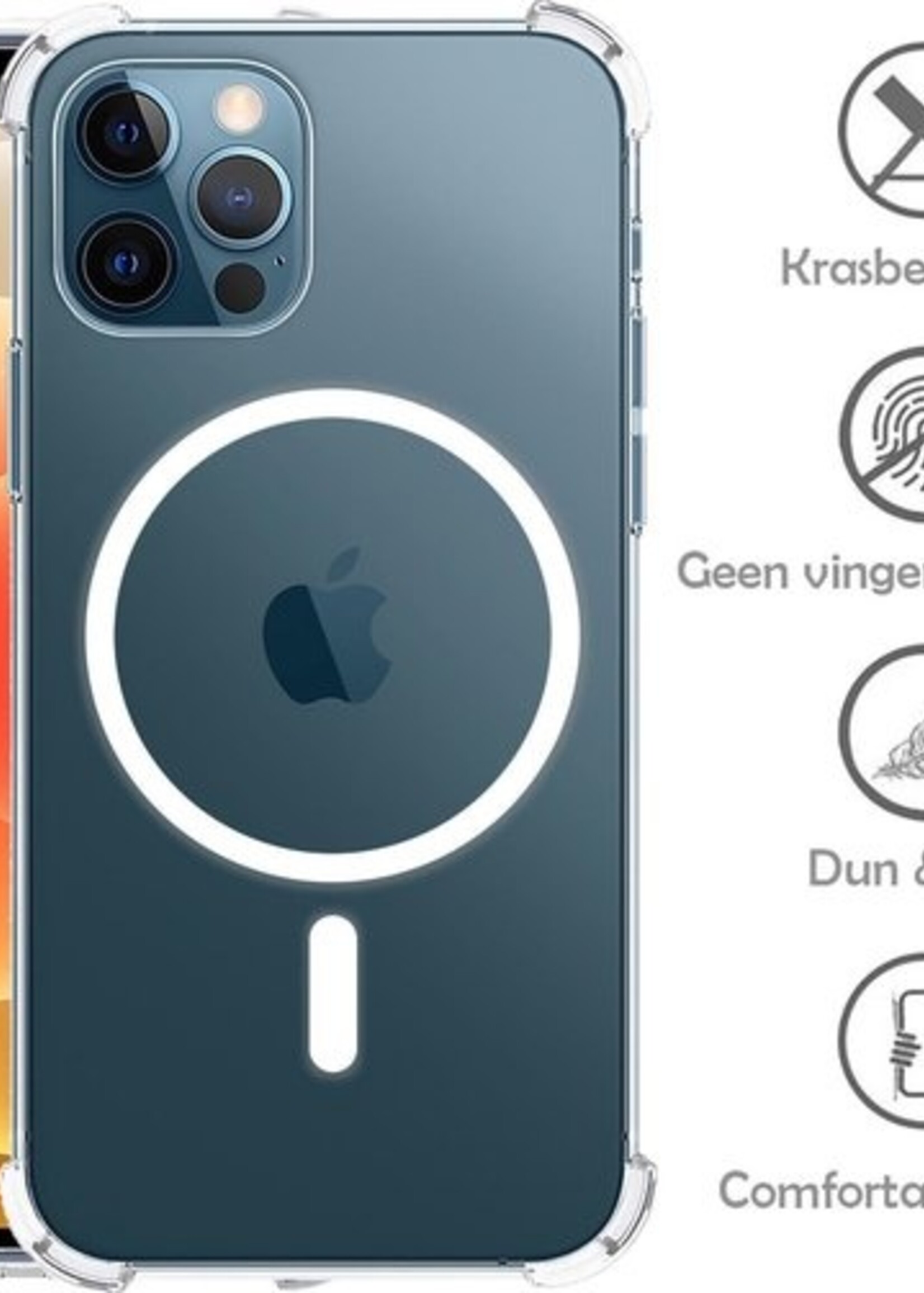 LUQ Hoes Voor iPhone 12/12 Pro Hoesje Geschikt Voor Draadloos Opladen Hoesje Transparant - Hoes Voor iPhone 12/12 Pro Hoes Siliconen Cover - 2 Stuks