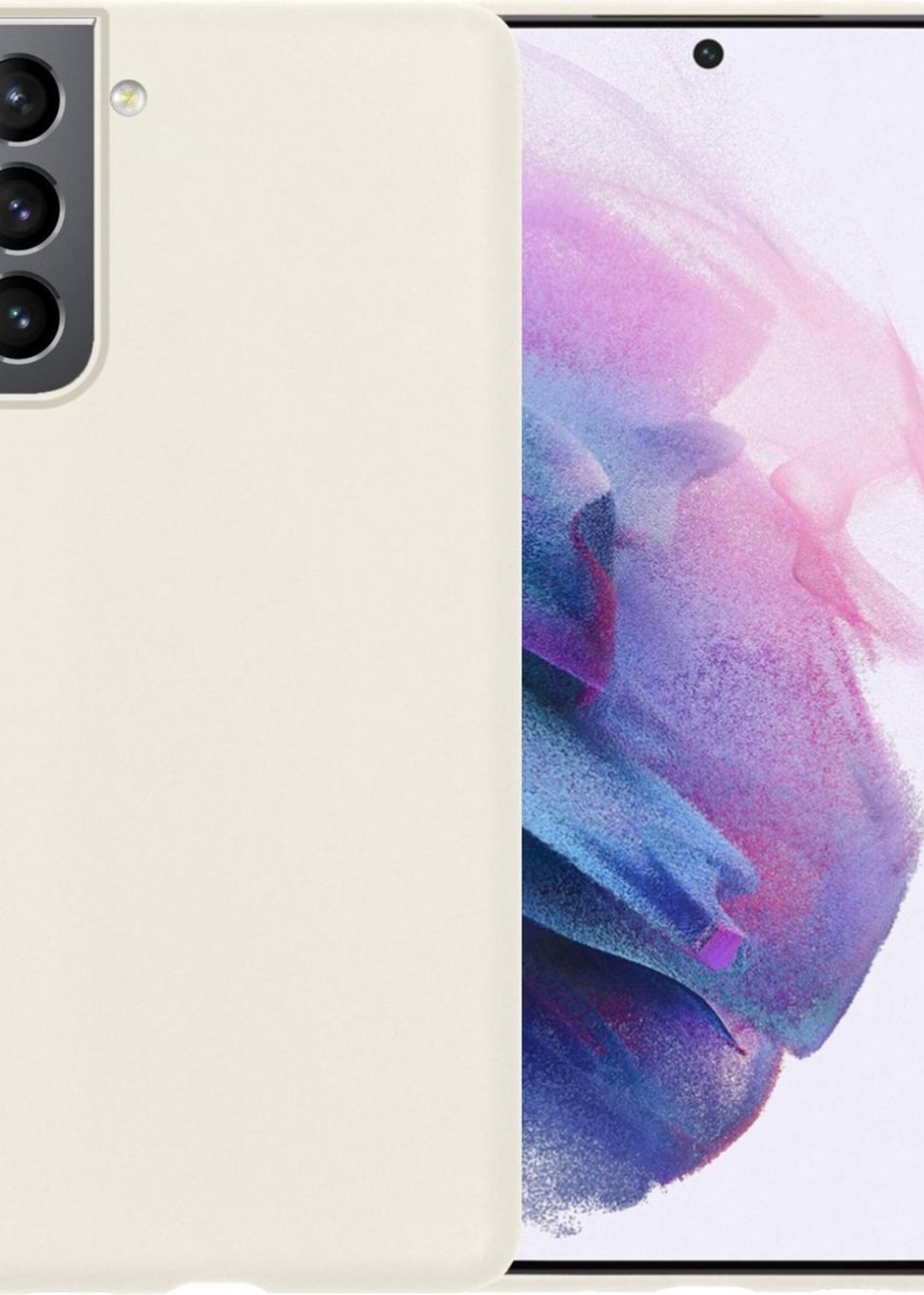 LUQ Hoesje Geschikt voor Samsung S21 Hoesje Siliconen Case - Hoes Geschikt voor Samsung Galaxy S21 Hoes Siliconen - Wit