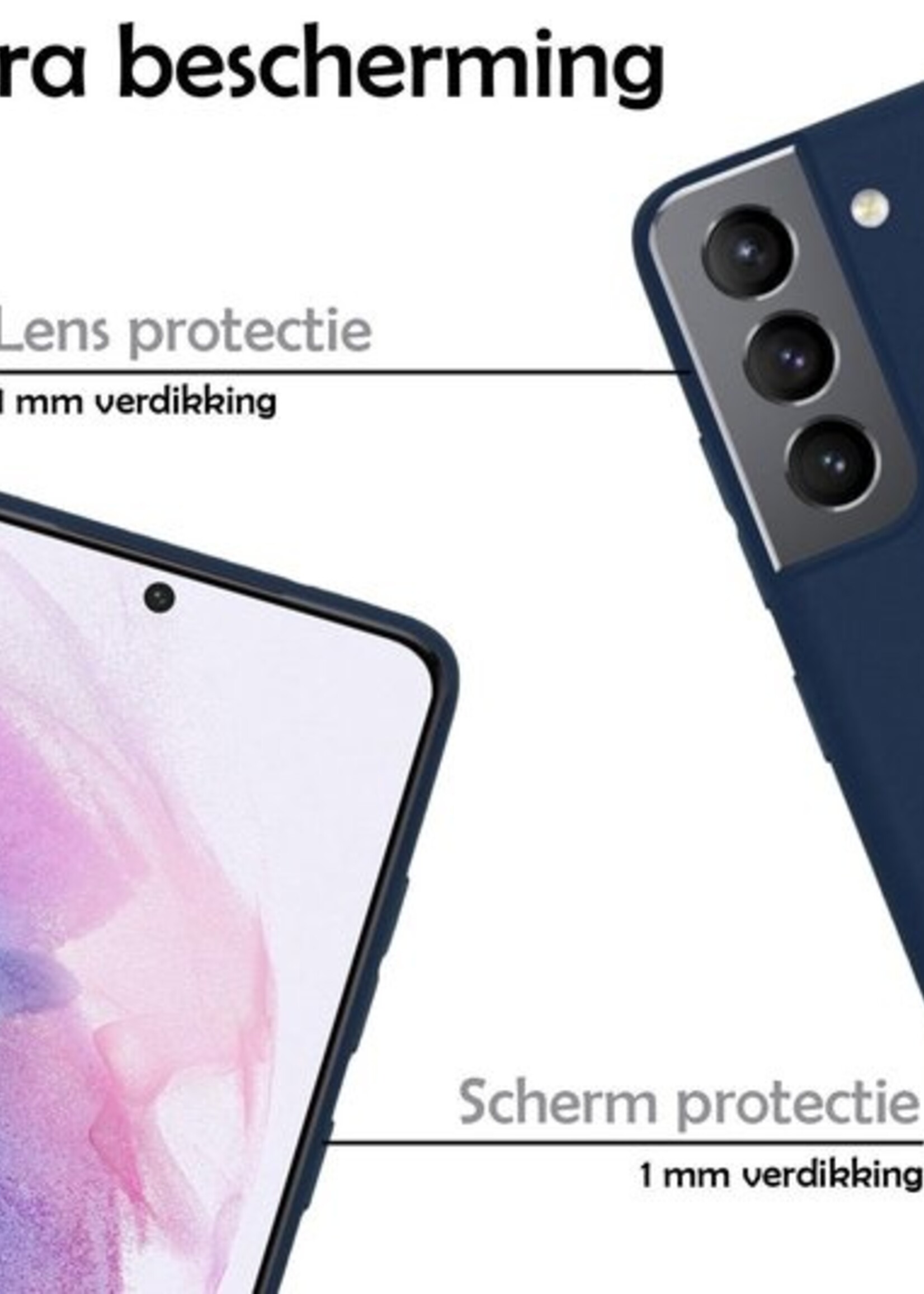 LUQ Hoesje Geschikt voor Samsung S21 Hoesje Siliconen Case - Hoes Geschikt voor Samsung Galaxy S21 Hoes Siliconen - Donkerblauw