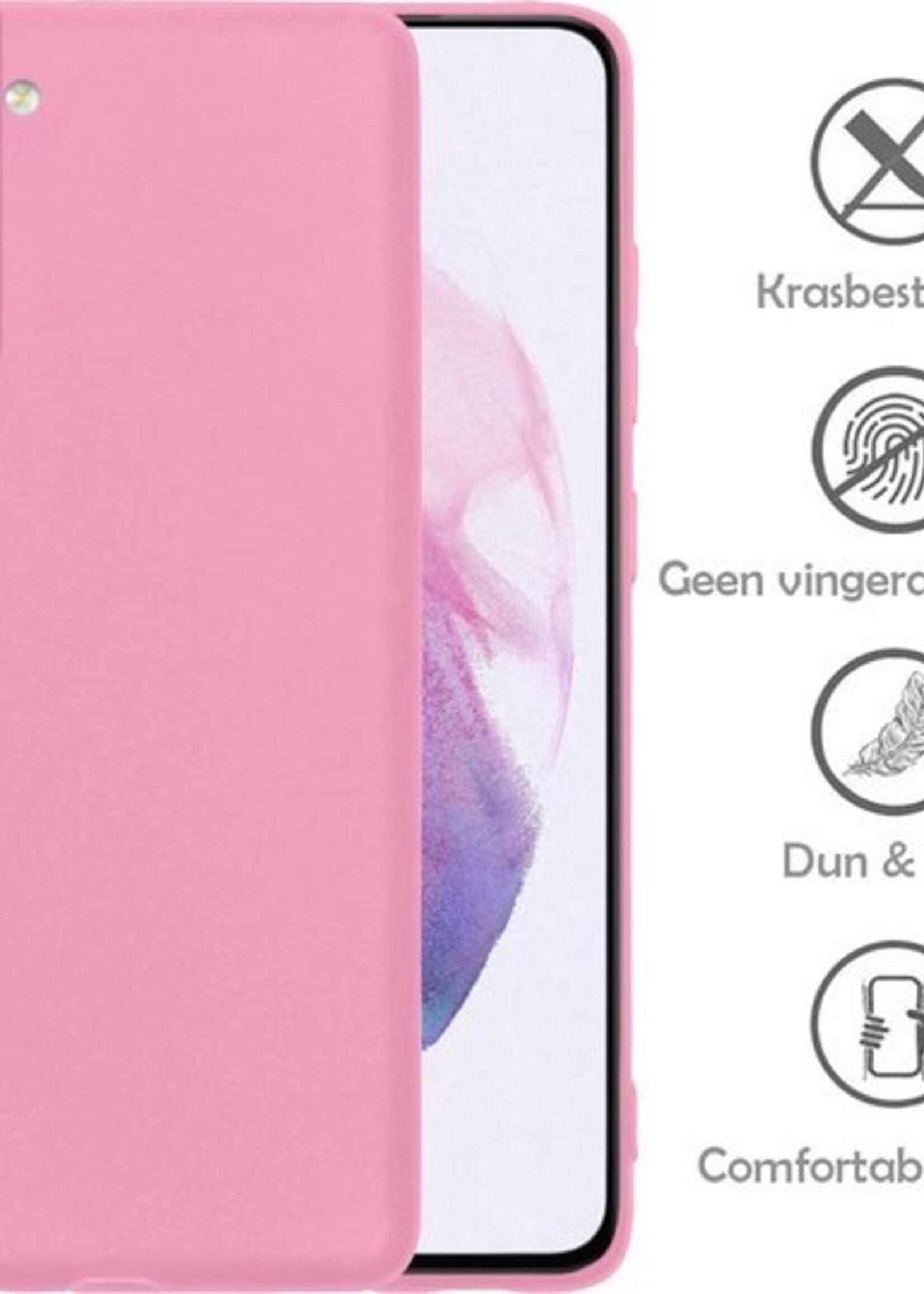 LUQ Hoesje Geschikt voor Samsung S21 Hoesje Siliconen Case - Hoes Geschikt voor Samsung Galaxy S21 Hoes Siliconen - Roze