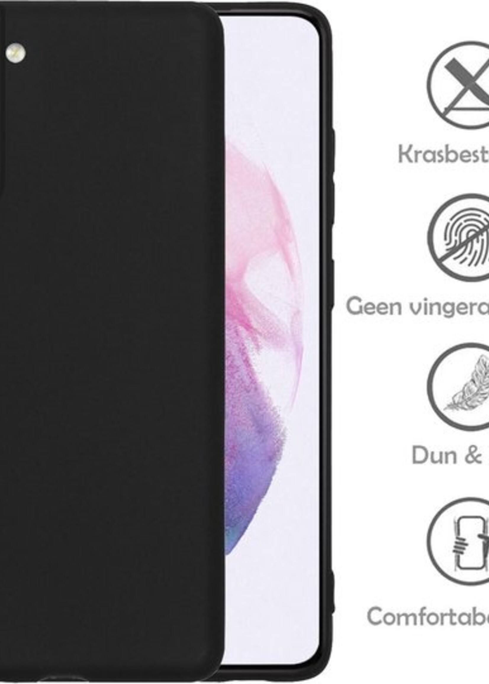 LUQ Hoesje Geschikt voor Samsung S21 Hoesje Siliconen Case - Hoes Geschikt voor Samsung Galaxy S21 Hoes Siliconen - Zwart - 2 Stuks