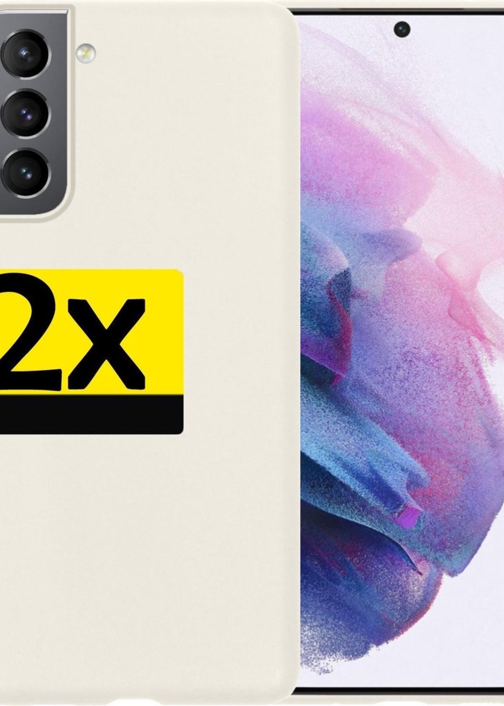 LUQ Hoesje Geschikt voor Samsung S21 Hoesje Siliconen Case - Hoes Geschikt voor Samsung Galaxy S21 Hoes Siliconen - Wit - 2 Stuks