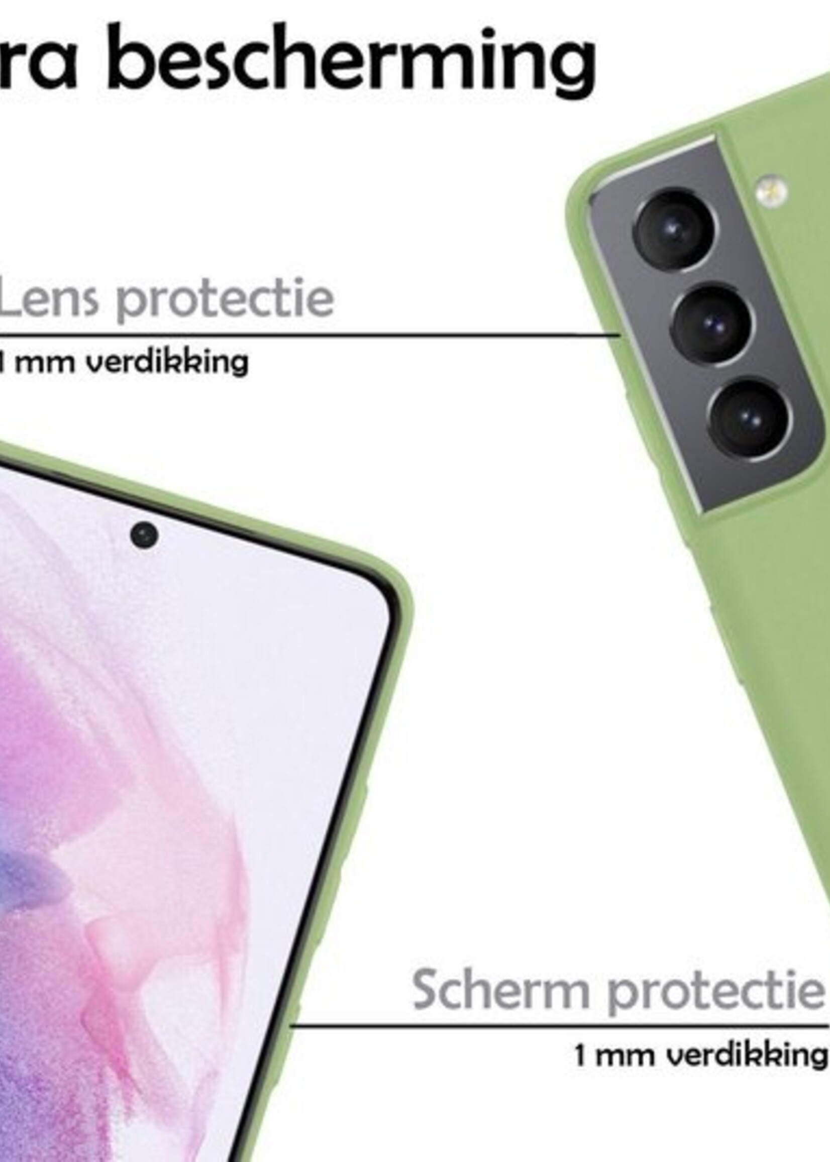 LUQ Hoesje Geschikt voor Samsung S21 Hoesje Siliconen Case - Hoes Geschikt voor Samsung Galaxy S21 Hoes Siliconen - Groen - 2 Stuks