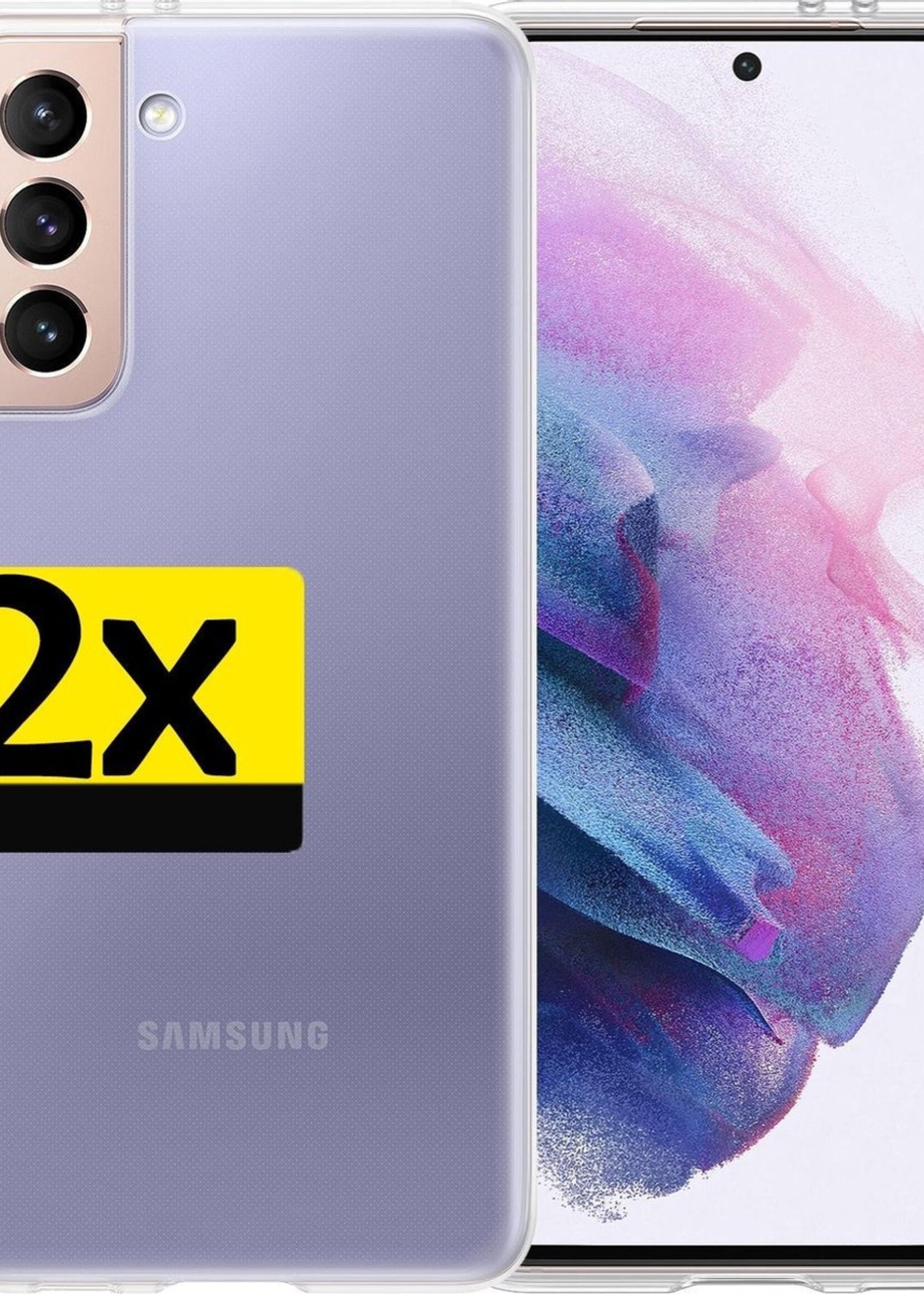 LUQ Hoesje Geschikt voor Samsung S21 Hoesje Siliconen Case - Hoes Geschikt voor Samsung Galaxy S21 Hoes Siliconen - Transparant - 2 Stuks