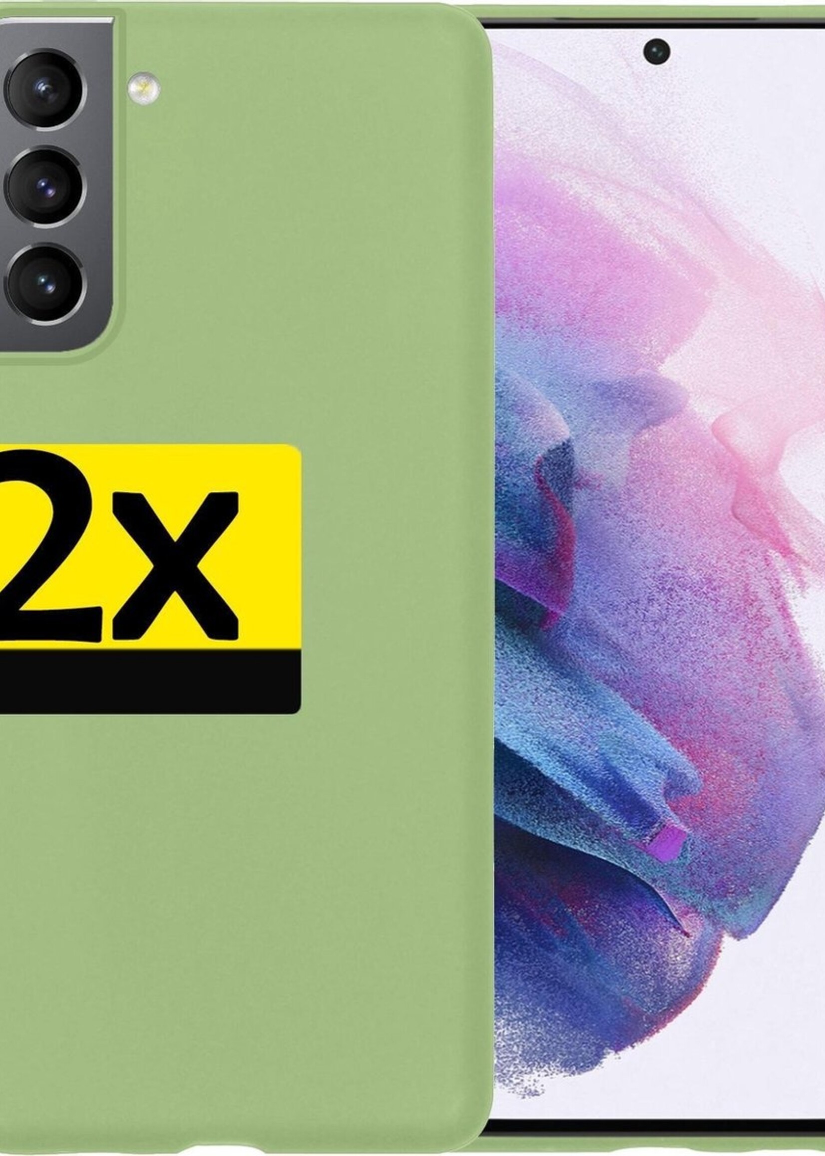 LUQ Hoesje Geschikt voor Samsung S21 Hoesje Siliconen Case - Hoes Geschikt voor Samsung Galaxy S21 Hoes Siliconen - Groen - 2 Stuks