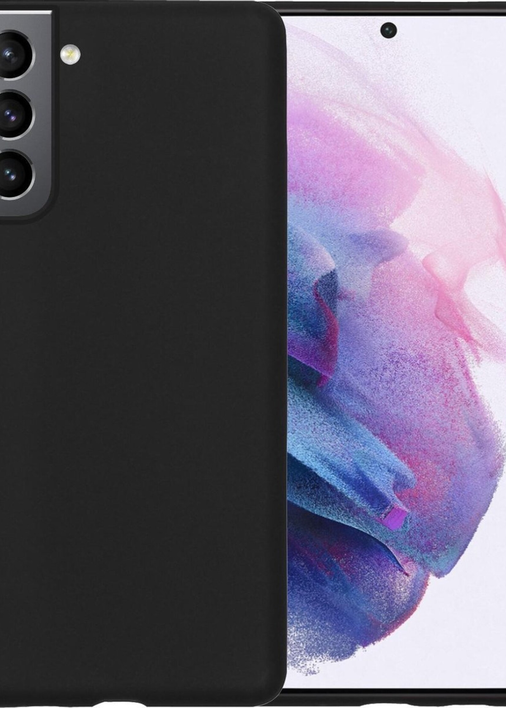 LUQ Hoesje Geschikt voor Samsung S21 Plus Hoesje Siliconen Case - Hoes Geschikt voor Samsung Galaxy S21 Plus Hoes Siliconen - Zwart