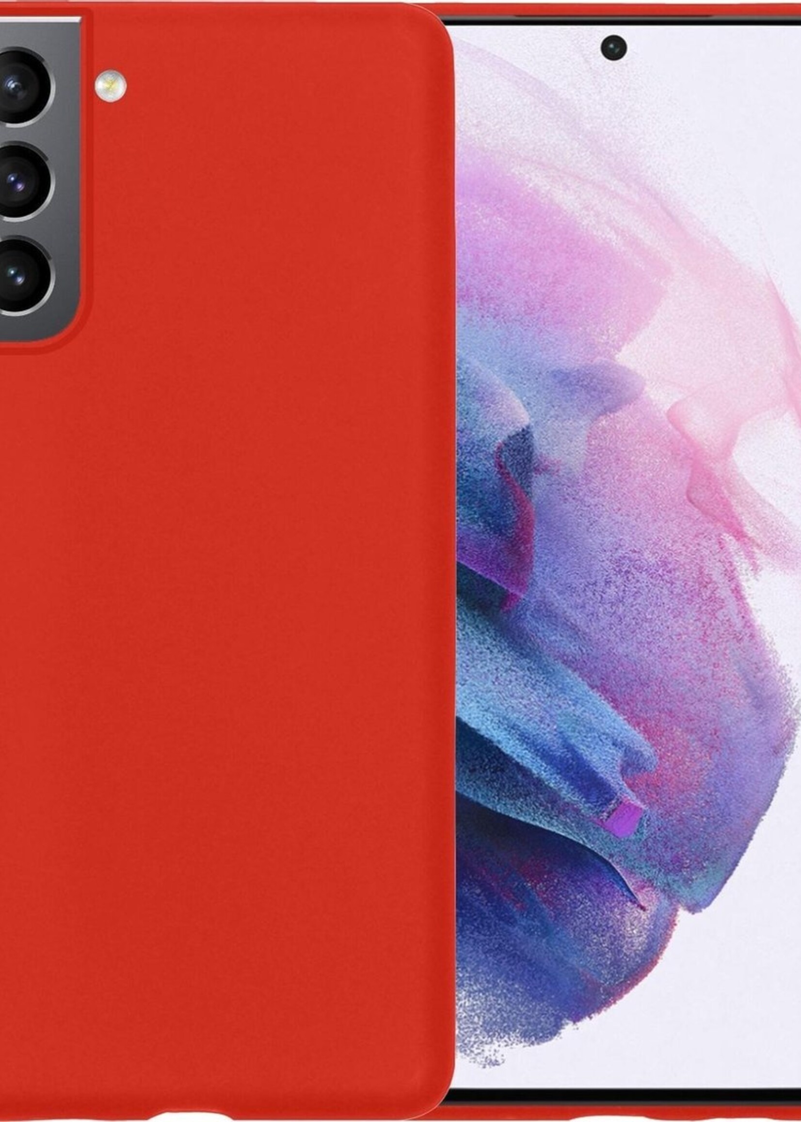 LUQ Hoesje Geschikt voor Samsung S21 Plus Hoesje Siliconen Case - Hoes Geschikt voor Samsung Galaxy S21 Plus Hoes Siliconen - Rood