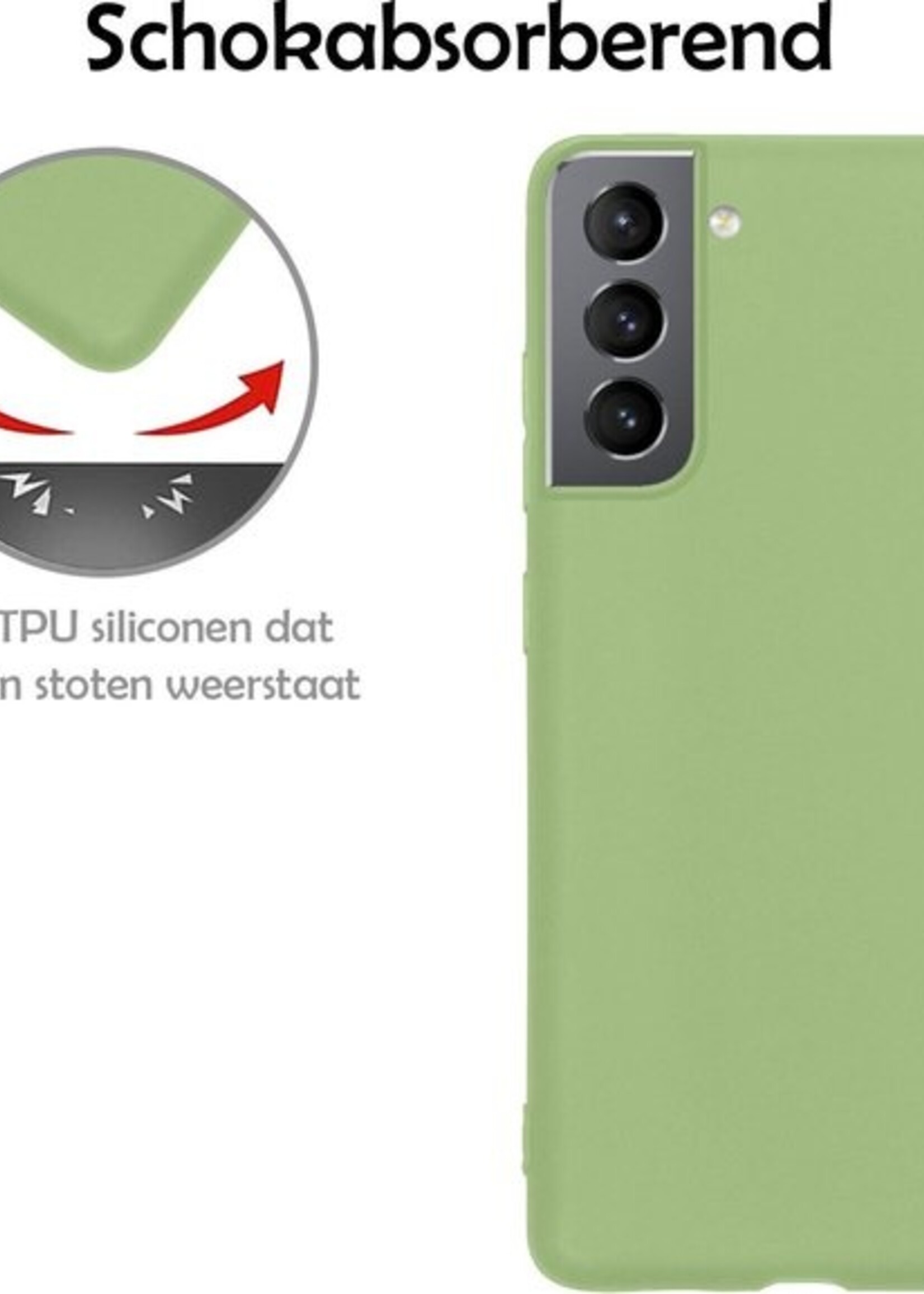 LUQ Hoesje Geschikt voor Samsung S21 Plus Hoesje Siliconen Case - Hoes Geschikt voor Samsung Galaxy S21 Plus Hoes Siliconen - Groen