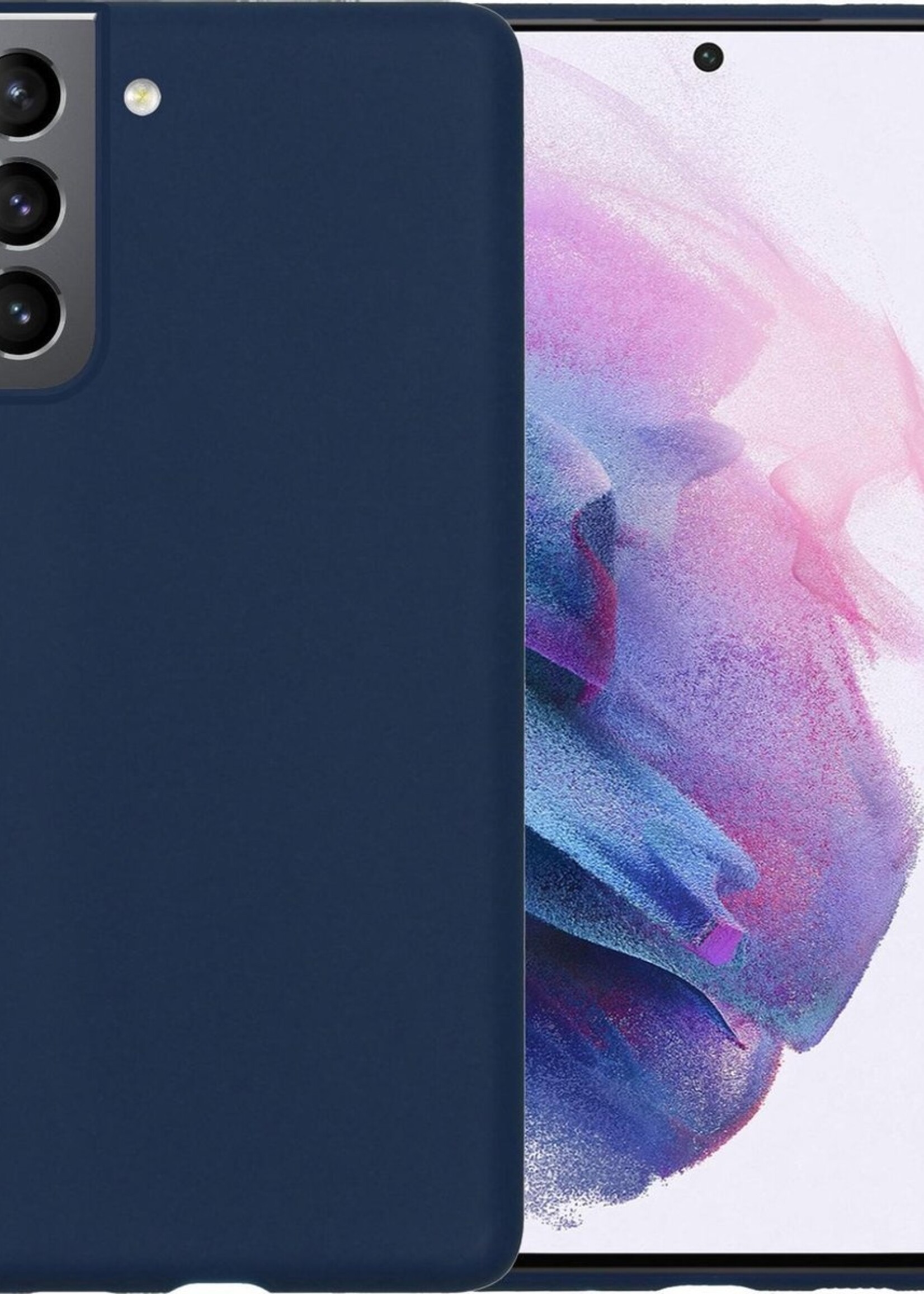 LUQ Hoesje Geschikt voor Samsung S21 Plus Hoesje Siliconen Case - Hoes Geschikt voor Samsung Galaxy S21 Plus Hoes Siliconen - Donkerblauw