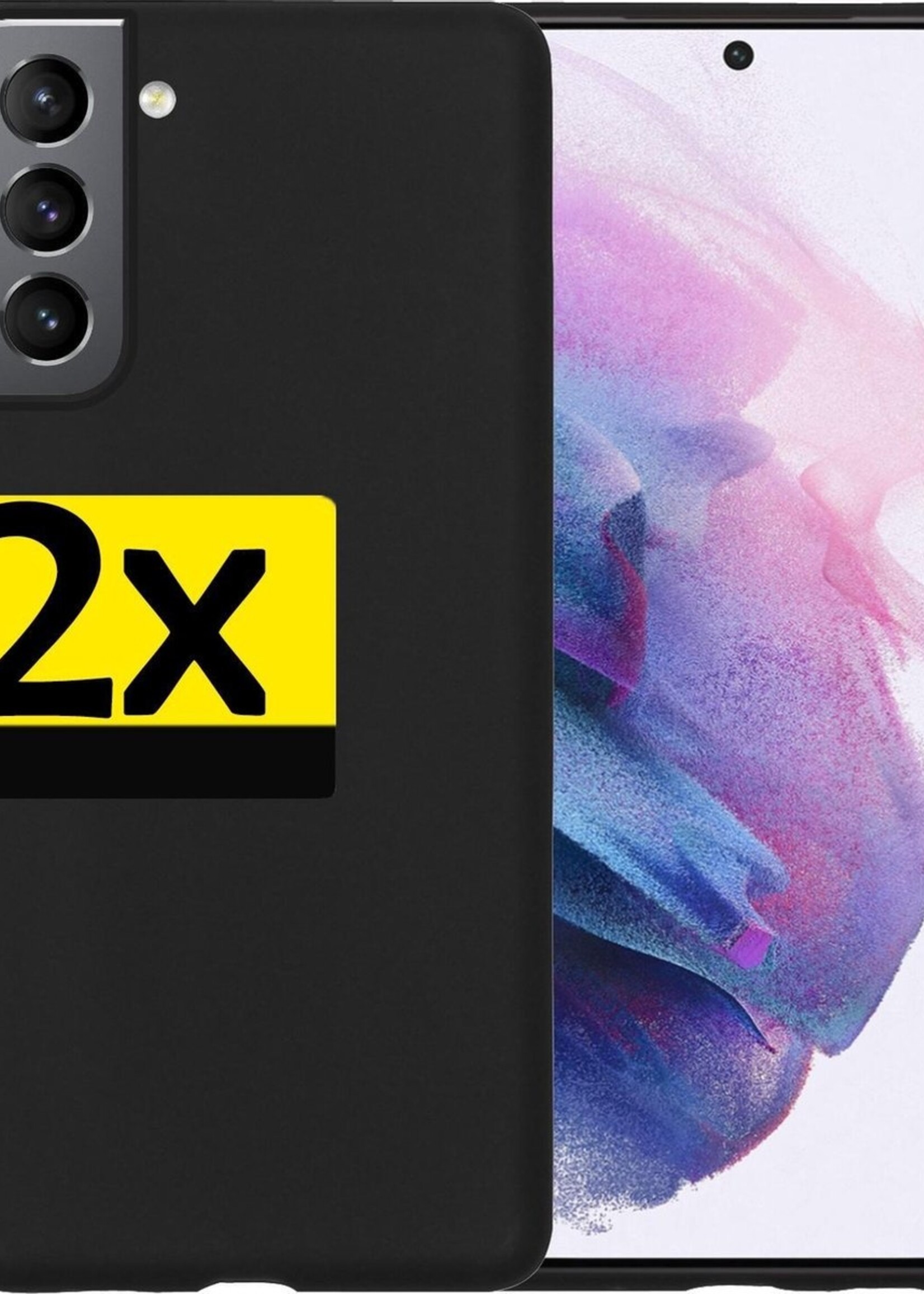 LUQ Hoesje Geschikt voor Samsung S21 Plus Hoesje Siliconen Case - Hoes Geschikt voor Samsung Galaxy S21 Plus Hoes Siliconen - Zwart - 2 Stuks