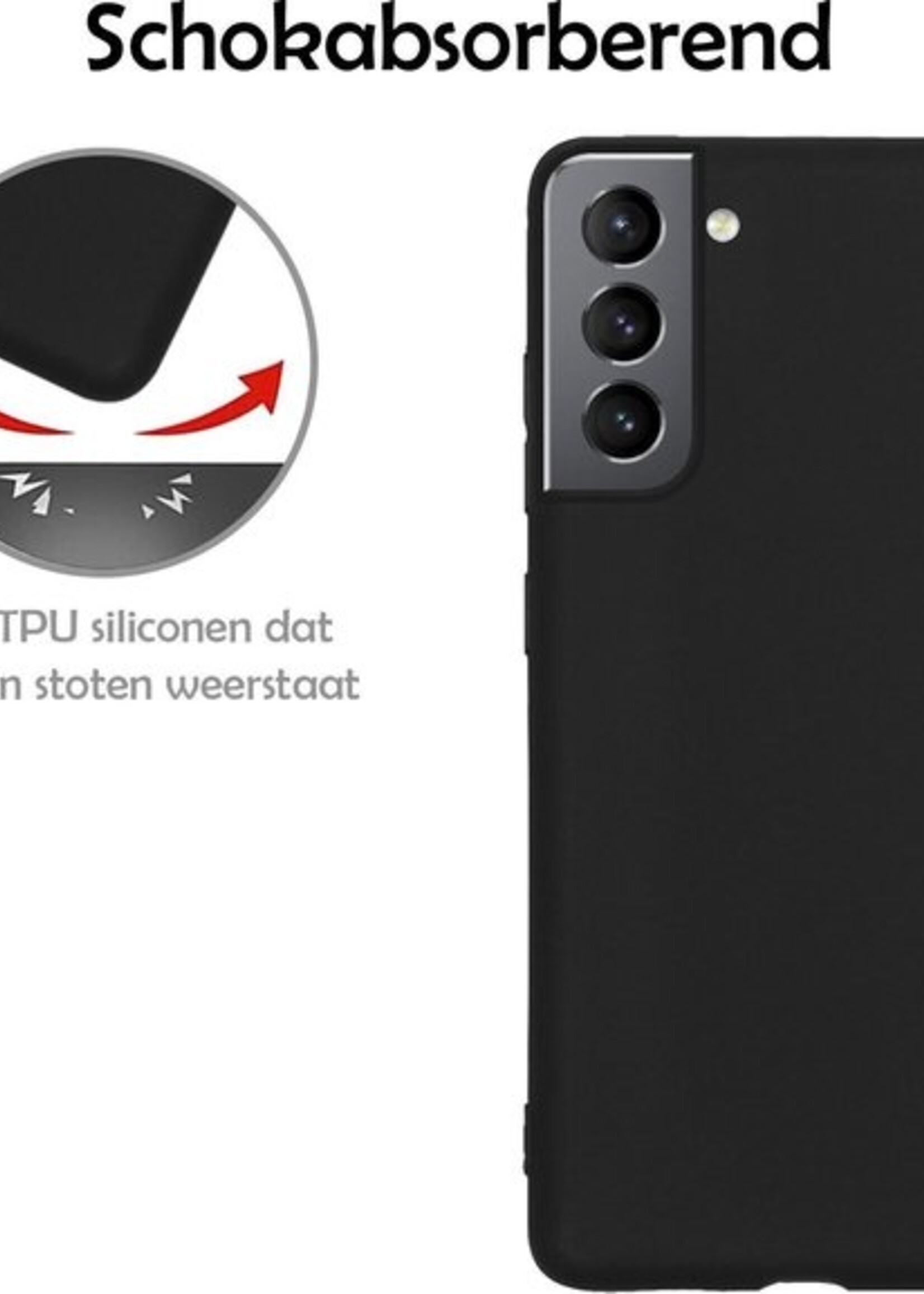 LUQ Hoesje Geschikt voor Samsung S21 Plus Hoesje Siliconen Case - Hoes Geschikt voor Samsung Galaxy S21 Plus Hoes Siliconen - Zwart - 2 Stuks
