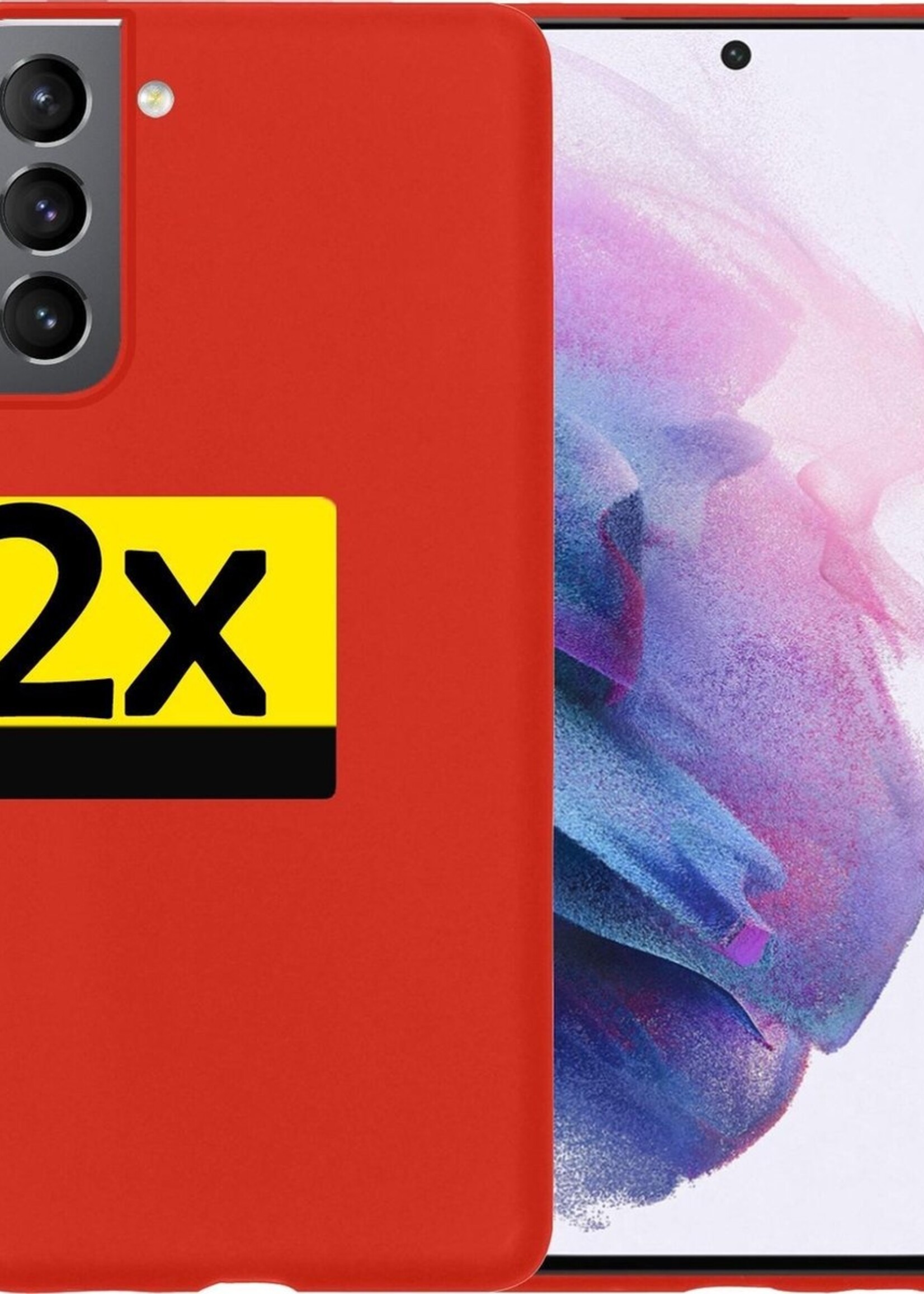 LUQ Hoesje Geschikt voor Samsung S21 Plus Hoesje Siliconen Case - Hoes Geschikt voor Samsung Galaxy S21 Plus Hoes Siliconen - Rood - 2 Stuks