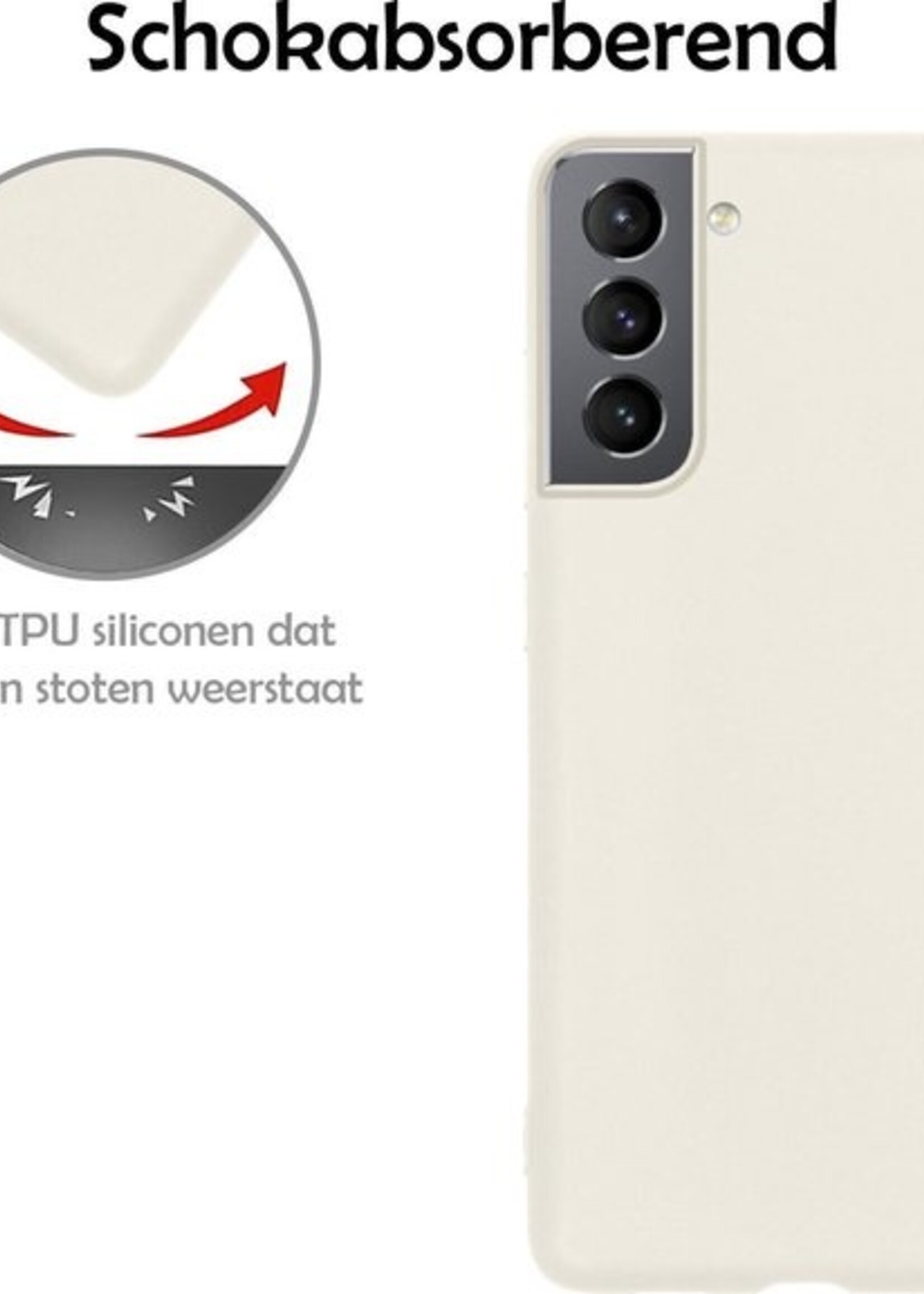 LUQ Hoesje Geschikt voor Samsung S21 Plus Hoesje Siliconen Case - Hoes Geschikt voor Samsung Galaxy S21 Plus Hoes Siliconen - Wit - 2 Stuks