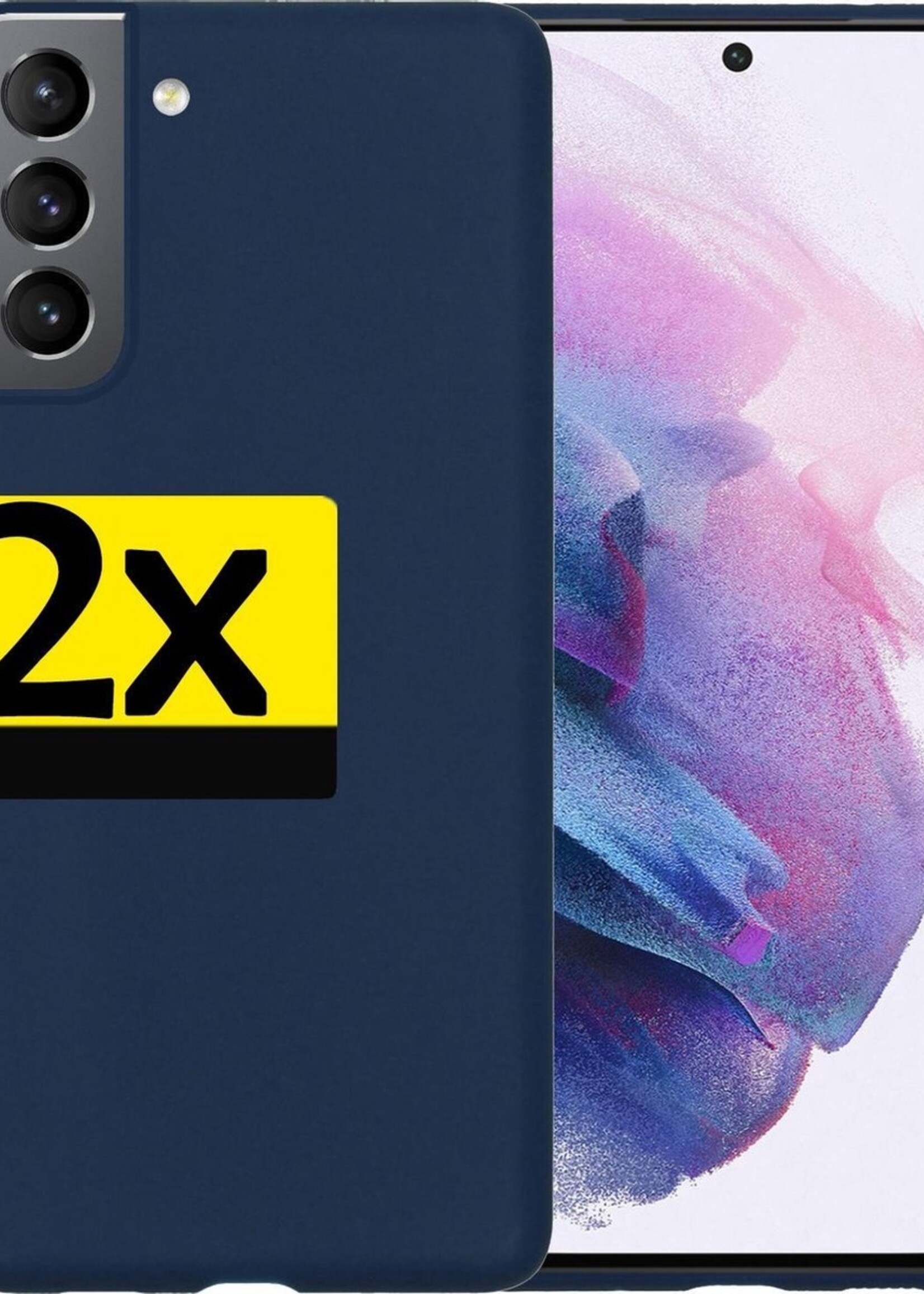 LUQ Hoesje Geschikt voor Samsung S21 Plus Hoesje Siliconen Case - Hoes Geschikt voor Samsung Galaxy S21 Plus Hoes Siliconen - Donkerblauw - 2 Stuks