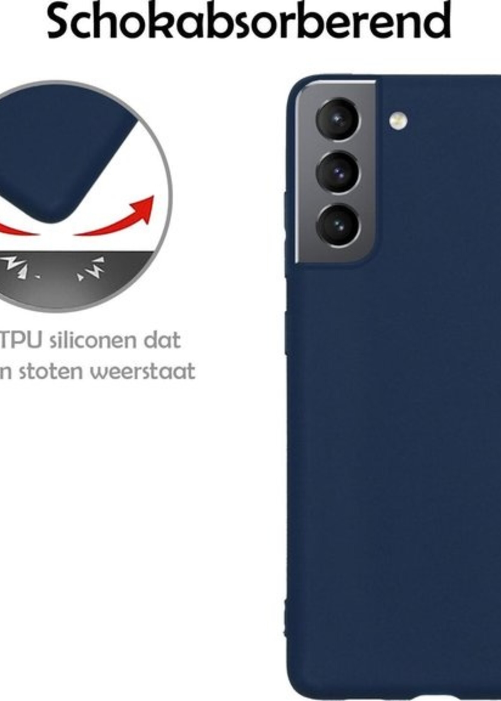 LUQ Hoesje Geschikt voor Samsung S21 Plus Hoesje Siliconen Case - Hoes Geschikt voor Samsung Galaxy S21 Plus Hoes Siliconen - Donkerblauw - 2 Stuks