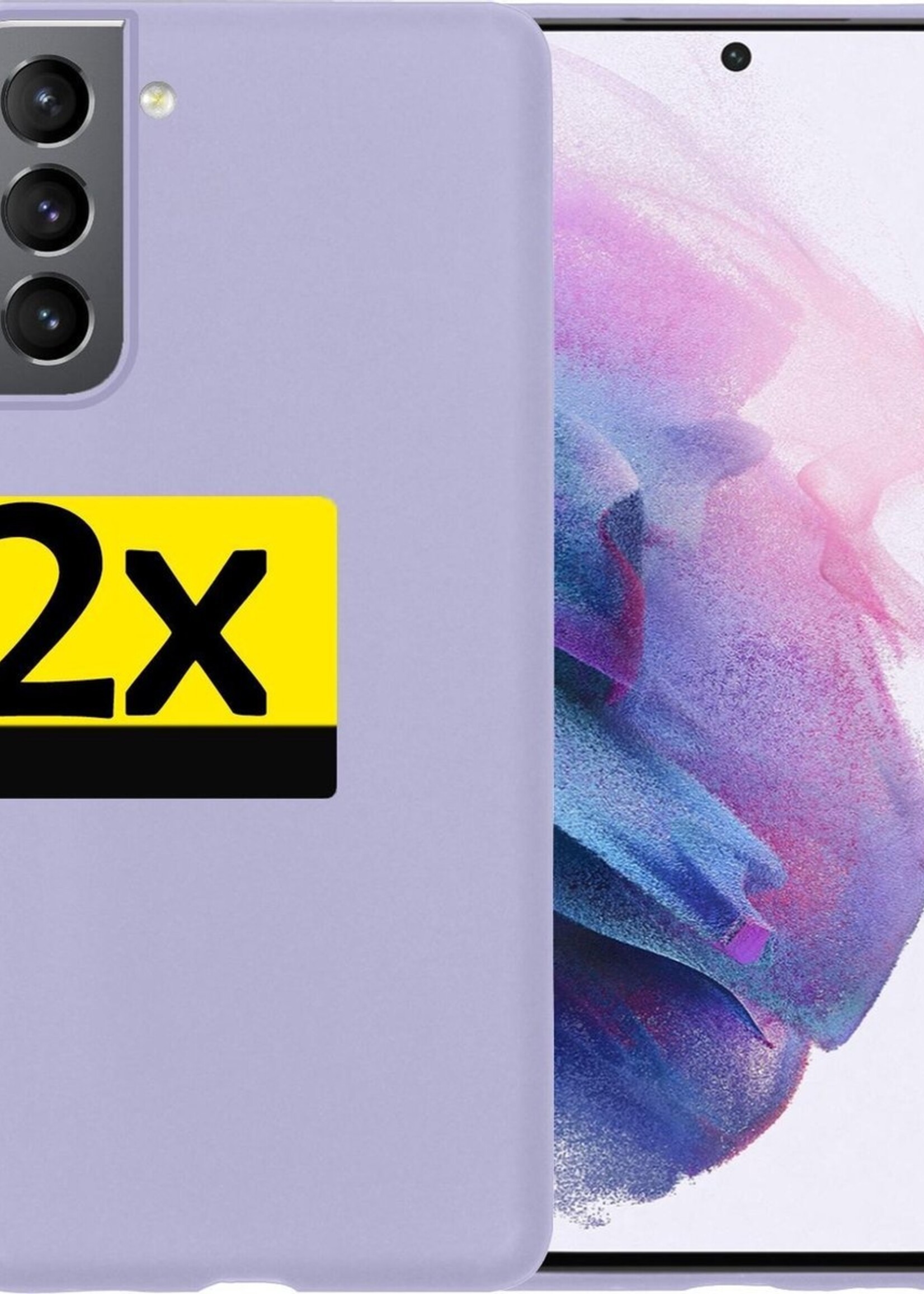 LUQ Hoesje Geschikt voor Samsung S21 Plus Hoesje Siliconen Case - Hoes Geschikt voor Samsung Galaxy S21 Plus Hoes Siliconen - Lila - 2 Stuks