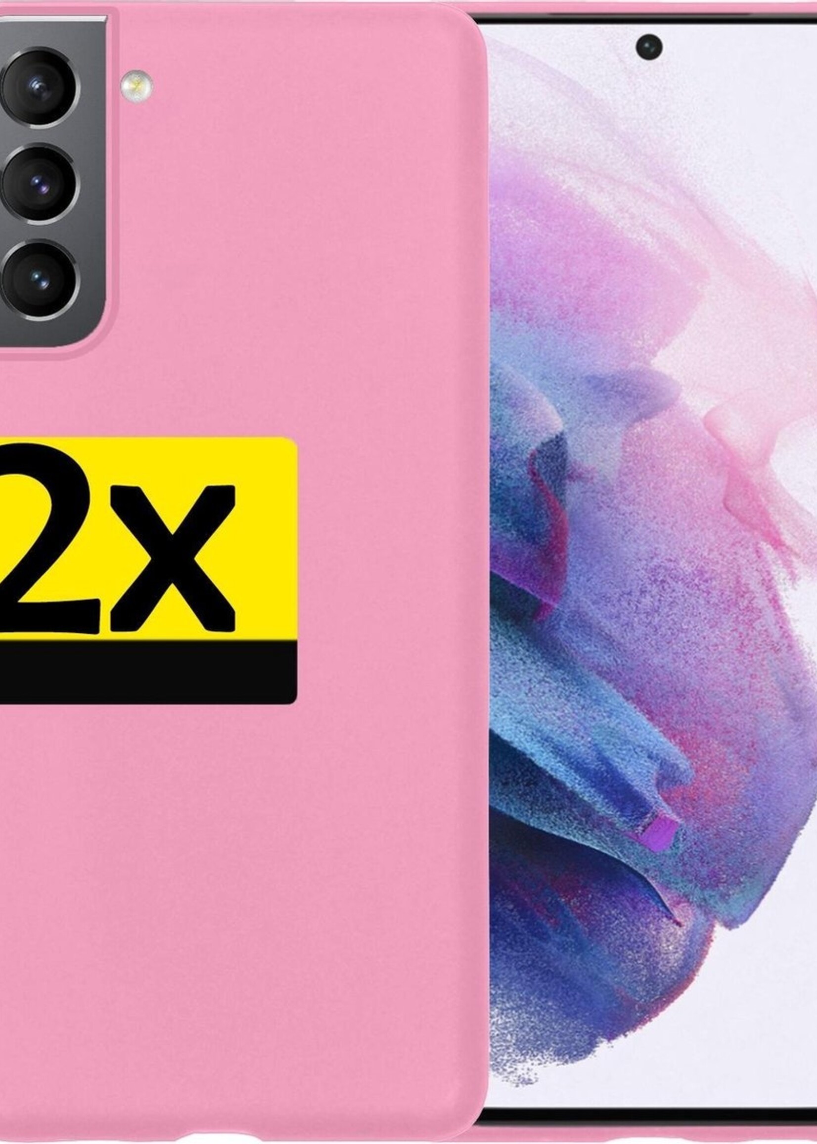 LUQ Hoesje Geschikt voor Samsung S21 Plus Hoesje Siliconen Case - Hoes Geschikt voor Samsung Galaxy S21 Plus Hoes Siliconen - Roze - 2 Stuks