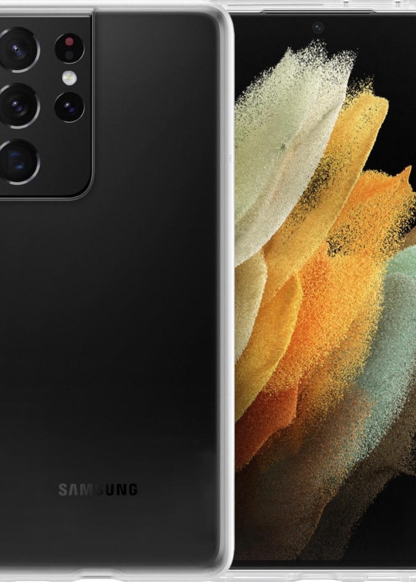 LUQ Hoesje Geschikt voor Samsung S21 Ultra Hoesje Siliconen Case - Hoes Geschikt voor Samsung Galaxy S21 Ultra Hoes Siliconen - Transparant