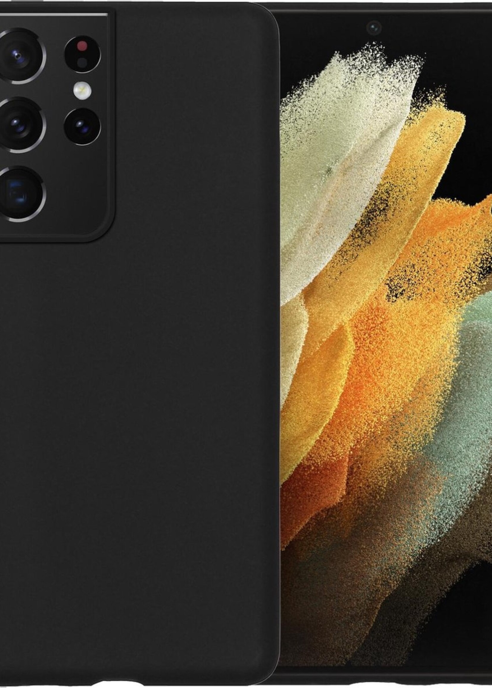 LUQ Hoesje Geschikt voor Samsung S21 Ultra Hoesje Siliconen Case - Hoes Geschikt voor Samsung Galaxy S21 Ultra Hoes Siliconen - Zwart