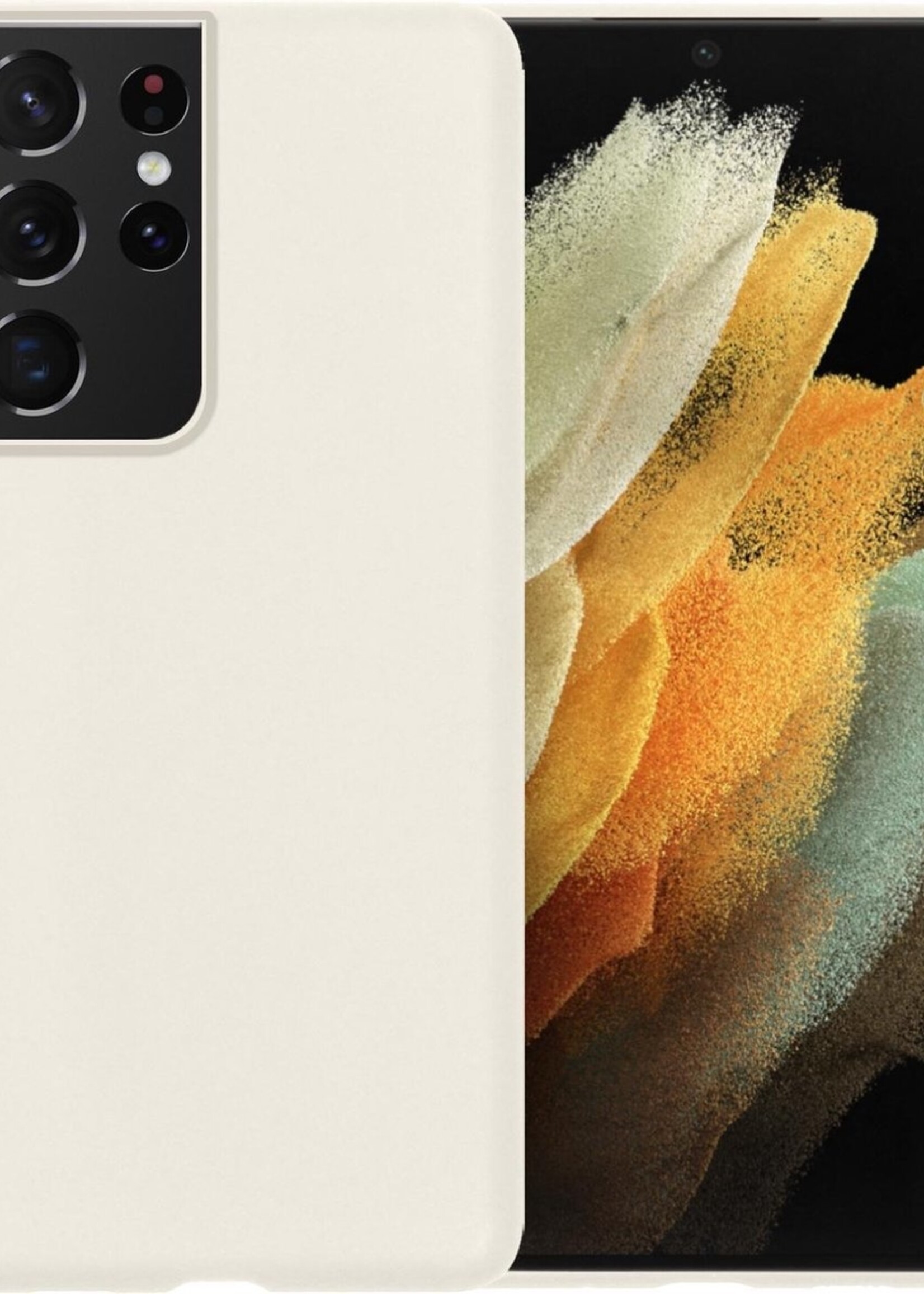 LUQ Hoesje Geschikt voor Samsung S21 Ultra Hoesje Siliconen Case - Hoes Geschikt voor Samsung Galaxy S21 Ultra Hoes Siliconen - Wit