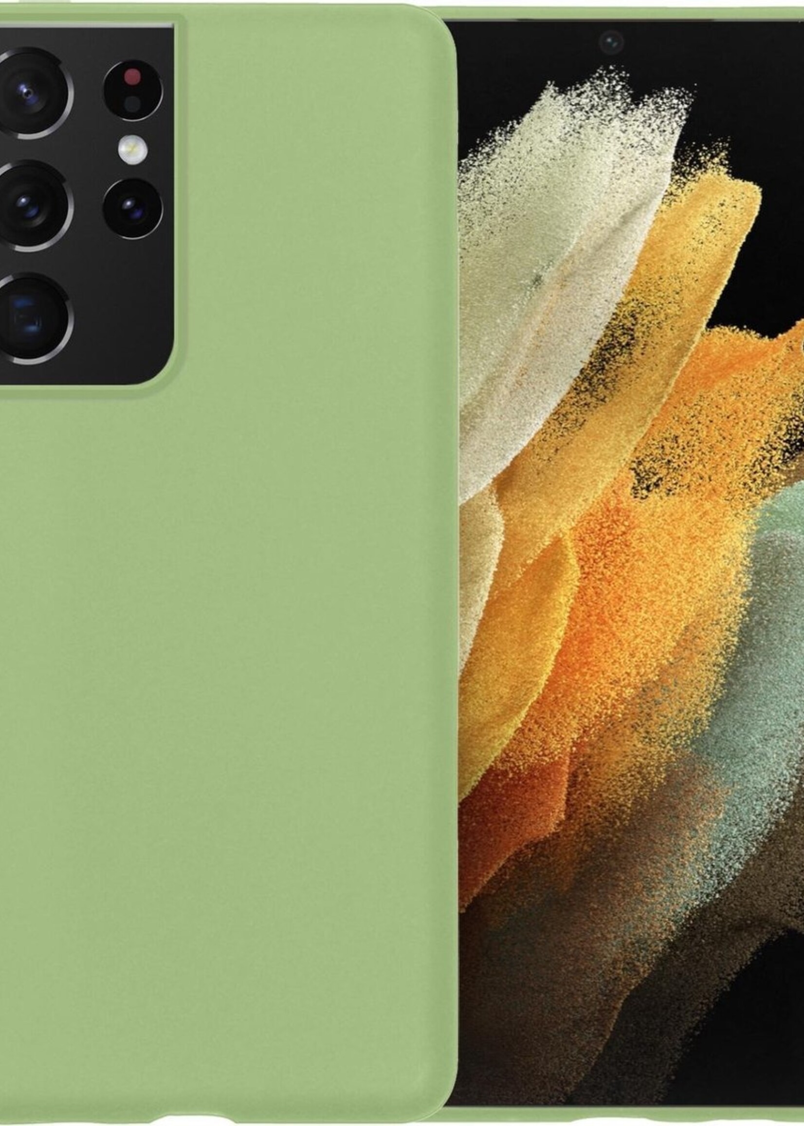 LUQ Hoesje Geschikt voor Samsung S21 Ultra Hoesje Siliconen Case - Hoes Geschikt voor Samsung Galaxy S21 Ultra Hoes Siliconen - Groen