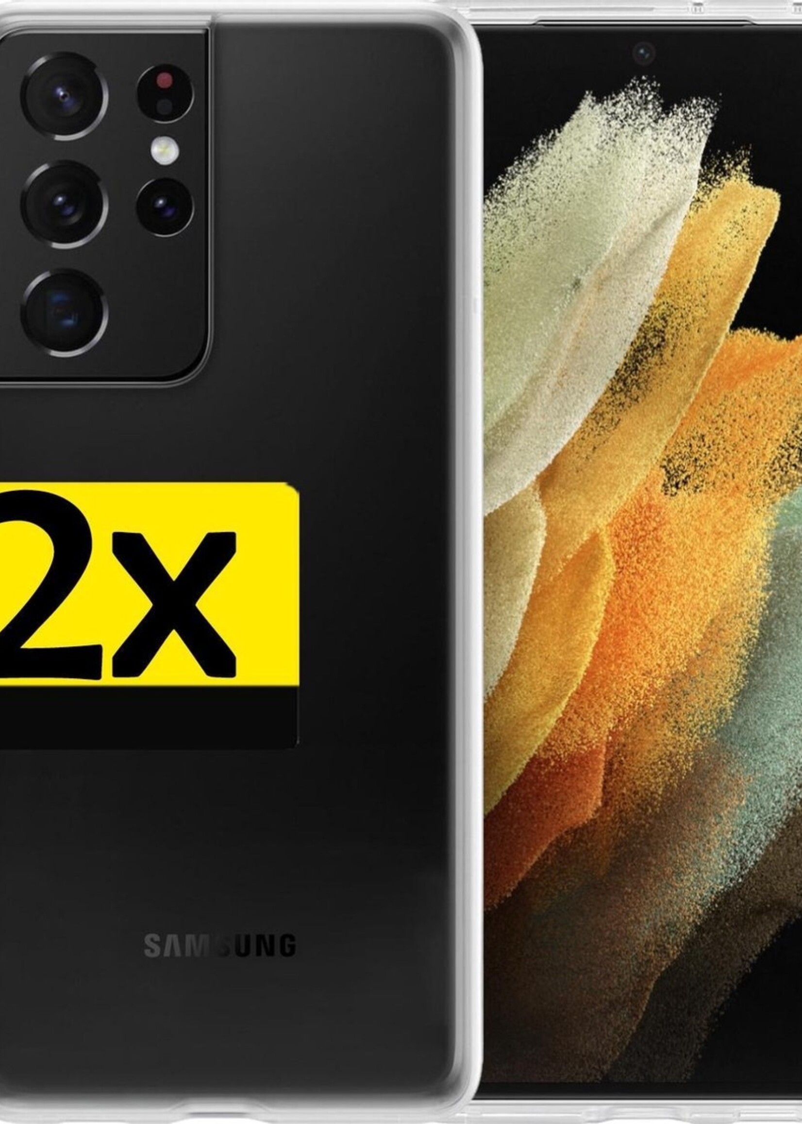 LUQ Hoesje Geschikt voor Samsung S21 Ultra Hoesje Siliconen Case - Hoes Geschikt voor Samsung Galaxy S21 Ultra Hoes Siliconen - Transparant - 2 Stuks