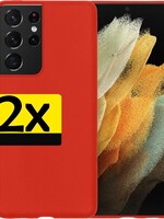 LUQ 2 PACK - LUQ Samsung Galaxy S21 Ultra hoesje siliconen - Rood