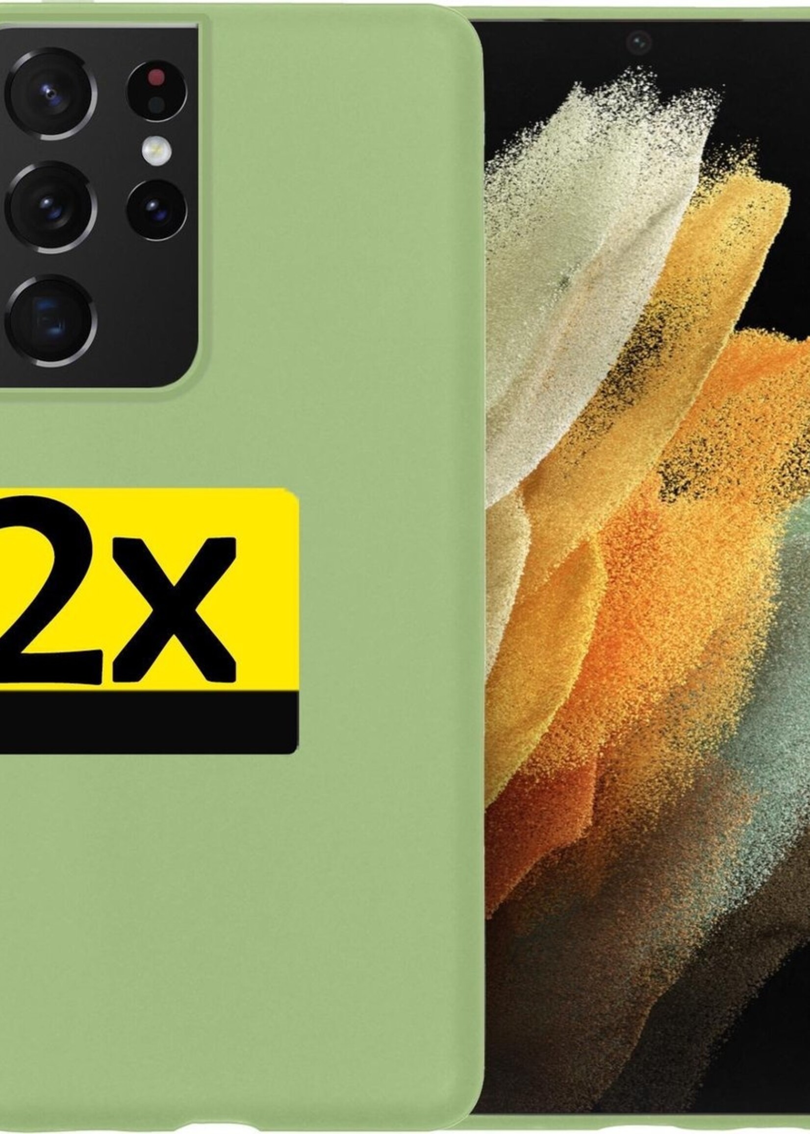LUQ Hoesje Geschikt voor Samsung S21 Ultra Hoesje Siliconen Case - Hoes Geschikt voor Samsung Galaxy S21 Ultra Hoes Siliconen - Groen - 2 Stuks