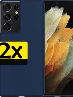 LUQ 2 PACK - LUQ Samsung Galaxy S21 Ultra hoesje siliconen - Donkerblauw