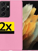 LUQ 2 PACK - LUQ Samsung Galaxy S21 Ultra hoesje siliconen - Roze