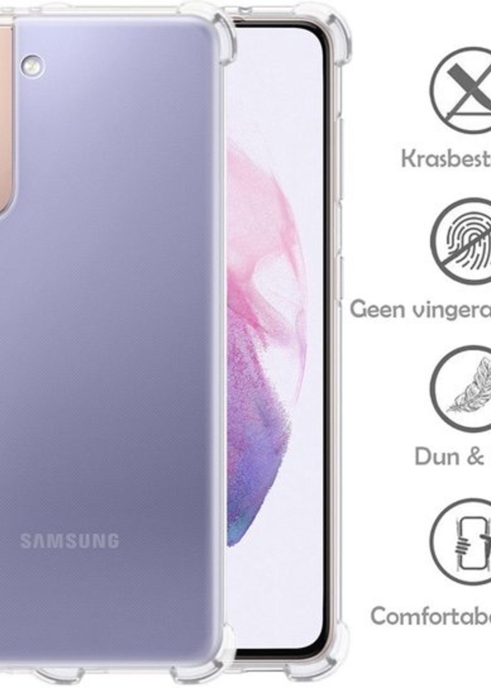 LUQ Hoesje Geschikt voor Samsung S21 Hoesje Shockproof Case Siliconen - Hoes Geschikt voor Samsung Galaxy S21 Hoes Cover Siliconen - Transparant - 2 Stuks