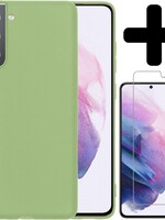 LUQ LUQ Samsung Galaxy S21 hoesje siliconen groen + screenprotector