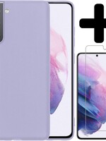 LUQ LUQ Samsung Galaxy S21 hoesje siliconen lila + screenprotector