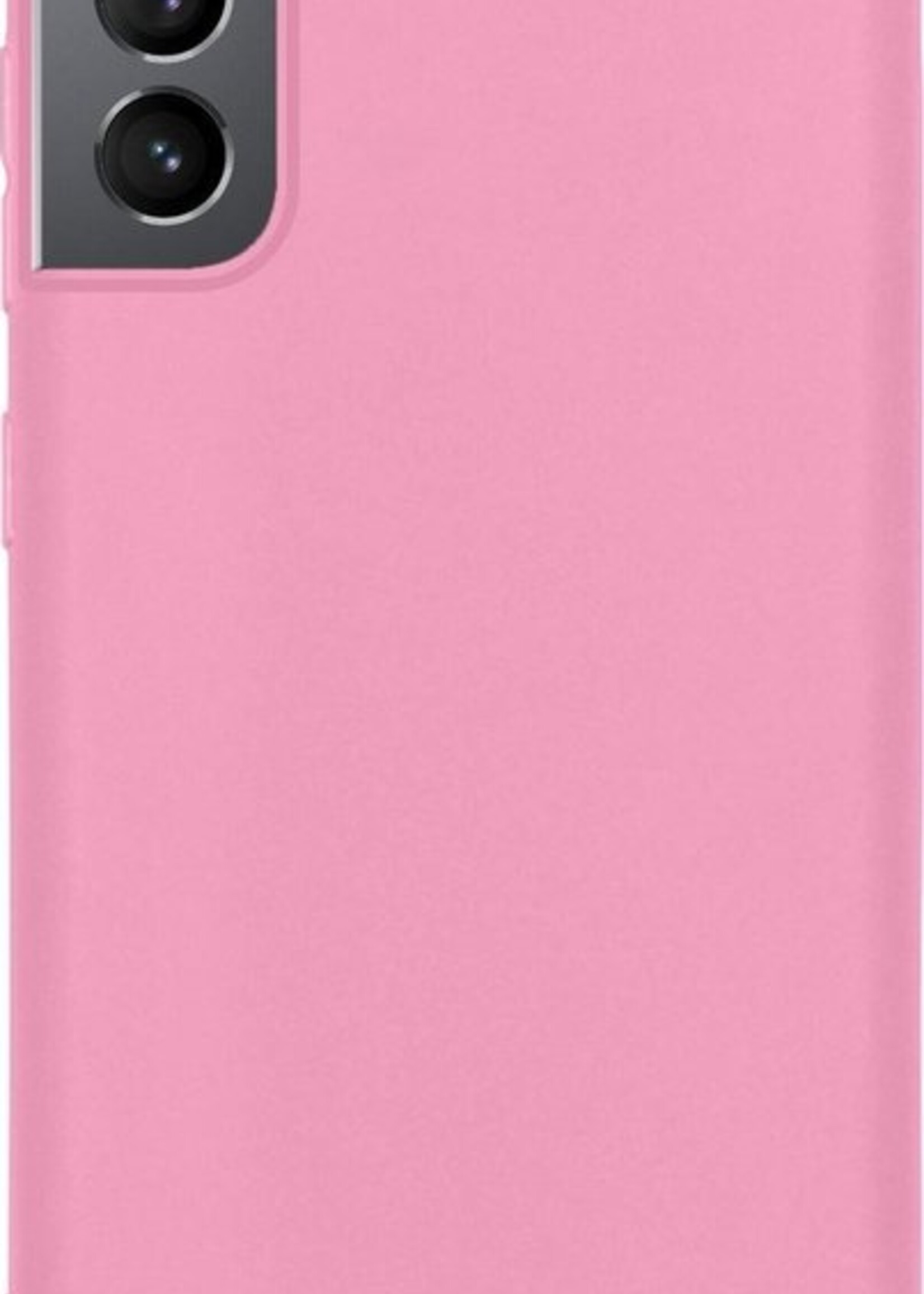 LUQ Hoesje Geschikt voor Samsung S21 Hoesje Siliconen Case Met Screenprotector - Hoes Geschikt voor Samsung Galaxy S21 Hoes Siliconen - Roze