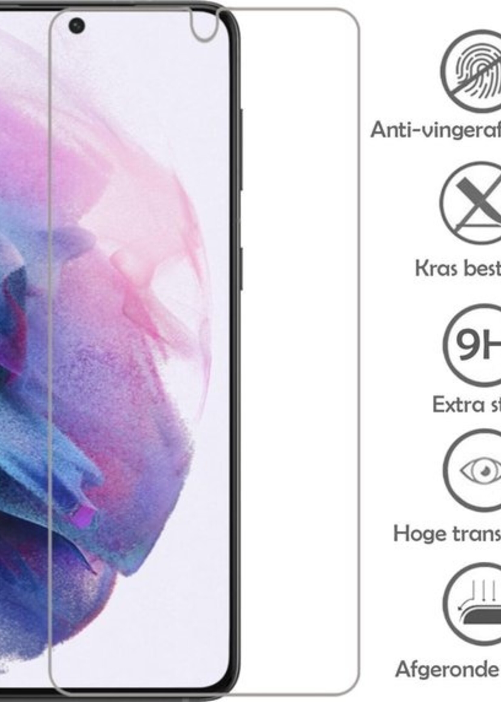 LUQ Hoesje Geschikt voor Samsung S21 Hoesje Siliconen Case Met 2x Screenprotector - Hoes Geschikt voor Samsung Galaxy S21 Hoes Siliconen - Rood