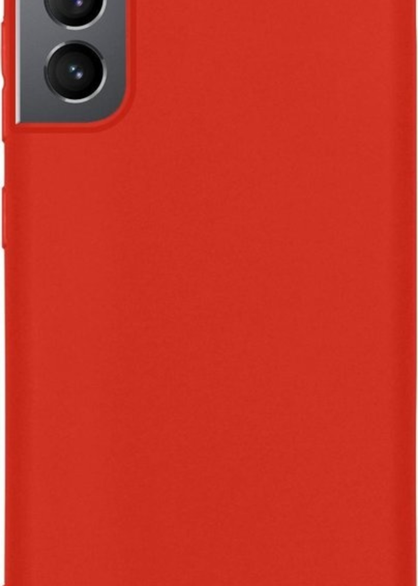 LUQ Hoesje Geschikt voor Samsung S21 Hoesje Siliconen Case Met 2x Screenprotector - Hoes Geschikt voor Samsung Galaxy S21 Hoes Siliconen - Rood