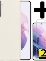 LUQ LUQ Samsung Galaxy S21 hoesje siliconen wit + 2x screenprotector