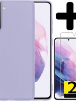 LUQ LUQ Samsung Galaxy S21 hoesje siliconen lila + 2x screenprotector
