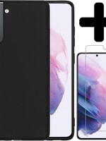 LUQ LUQ Samsung Galaxy S21 Plus hoesje siliconen zwart + screenprotector