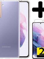 LUQ LUQ Samsung Galaxy S21 Plus hoesje siliconen transparant + 2x screenprotector