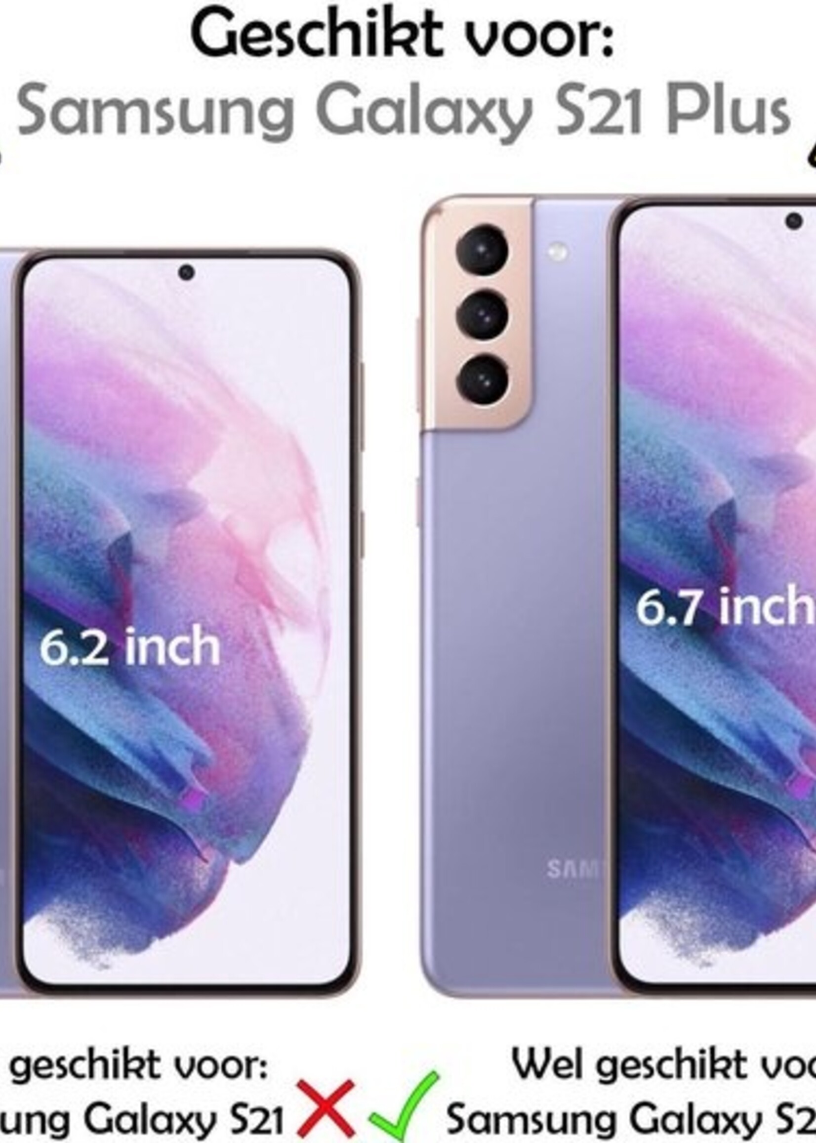 LUQ Hoesje Geschikt voor Samsung S21 Plus Hoesje Siliconen Case Met 2x Screenprotector - Hoes Geschikt voor Samsung Galaxy S21 Plus Hoes Siliconen - Zwart