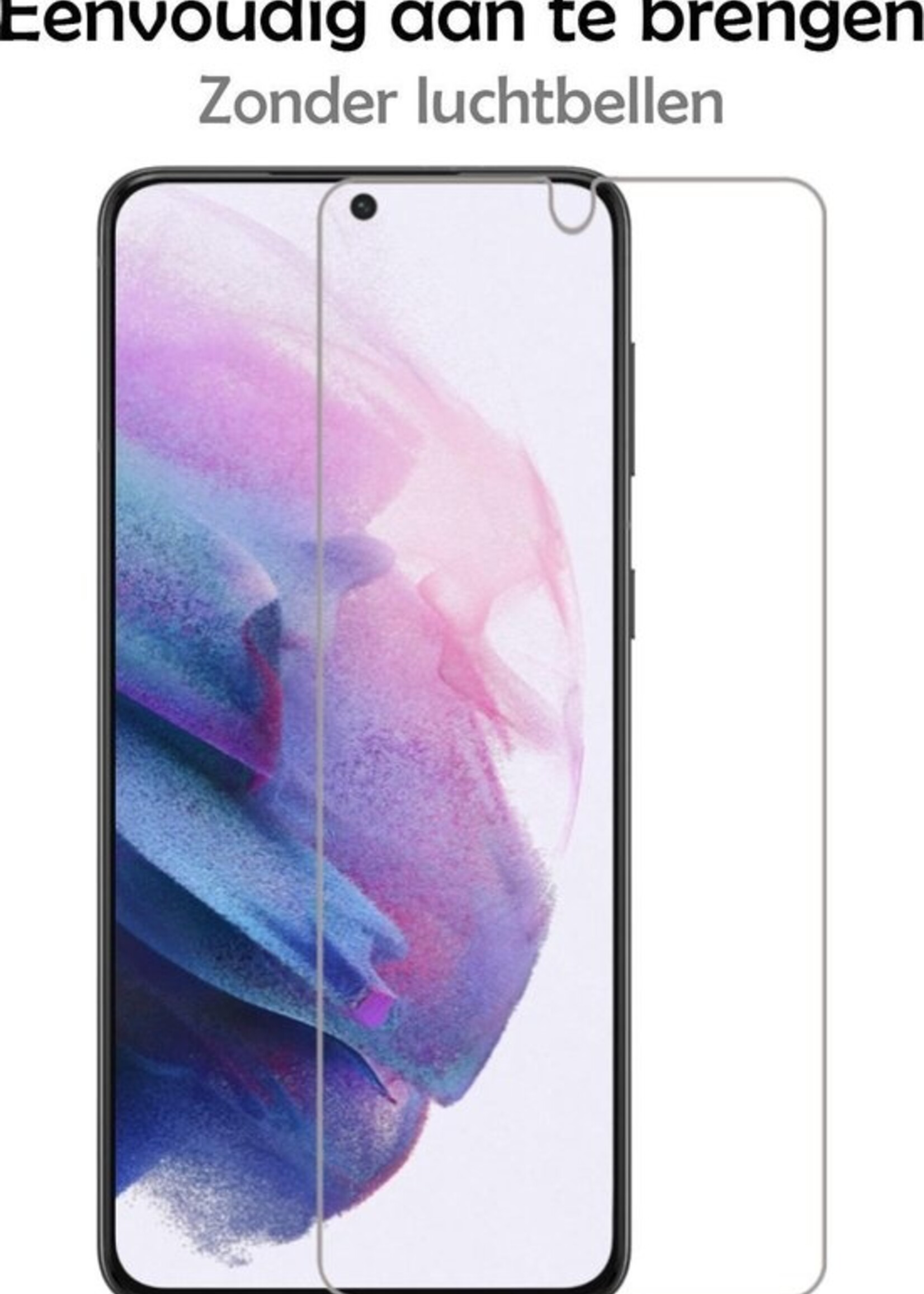 LUQ Hoesje Geschikt voor Samsung S21 Plus Hoesje Siliconen Case Met 2x Screenprotector - Hoes Geschikt voor Samsung Galaxy S21 Plus Hoes Siliconen - Zwart